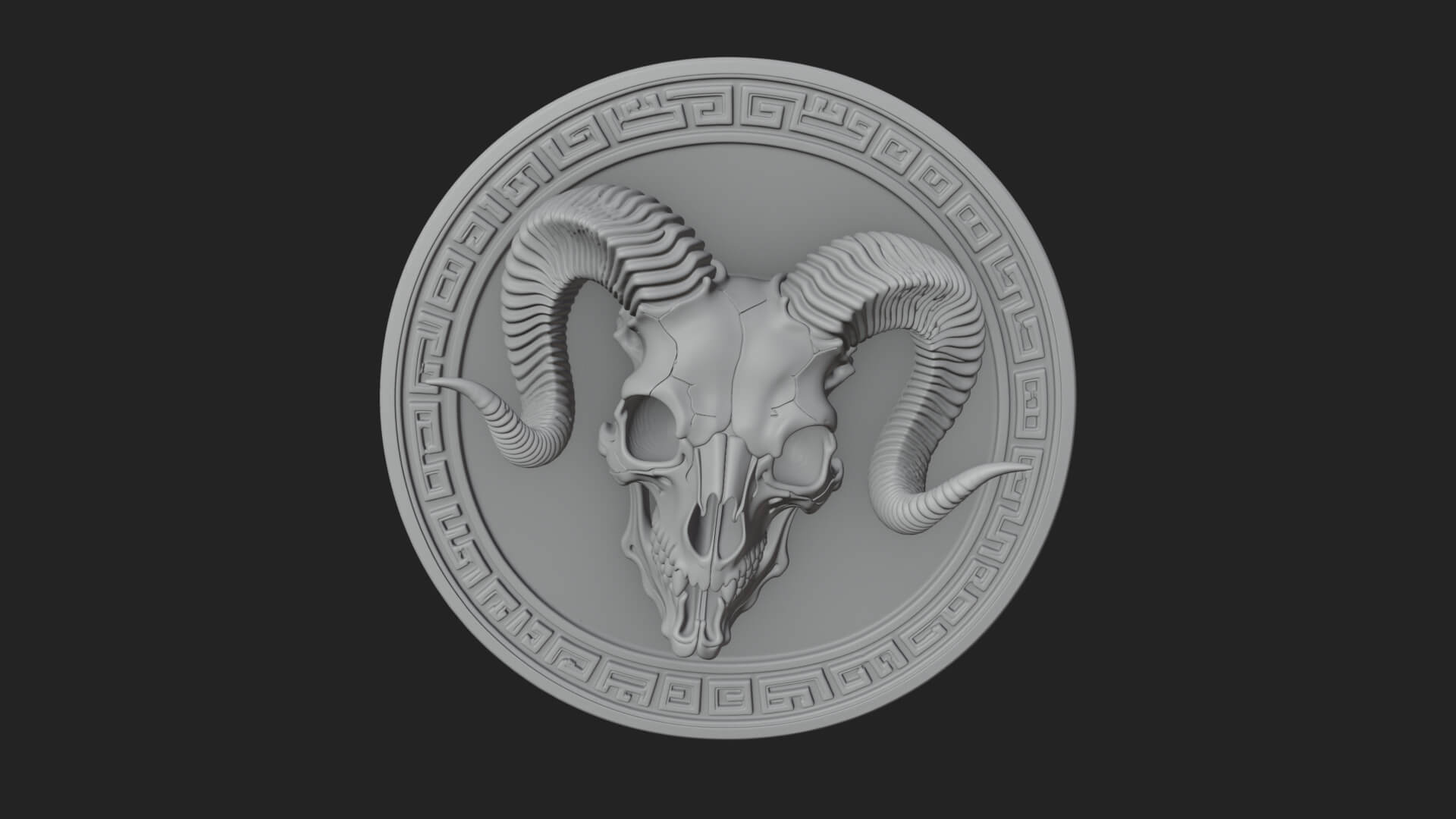 Ram Skull Oval Relief Plaque Design 3 3D Print Model 3D Model