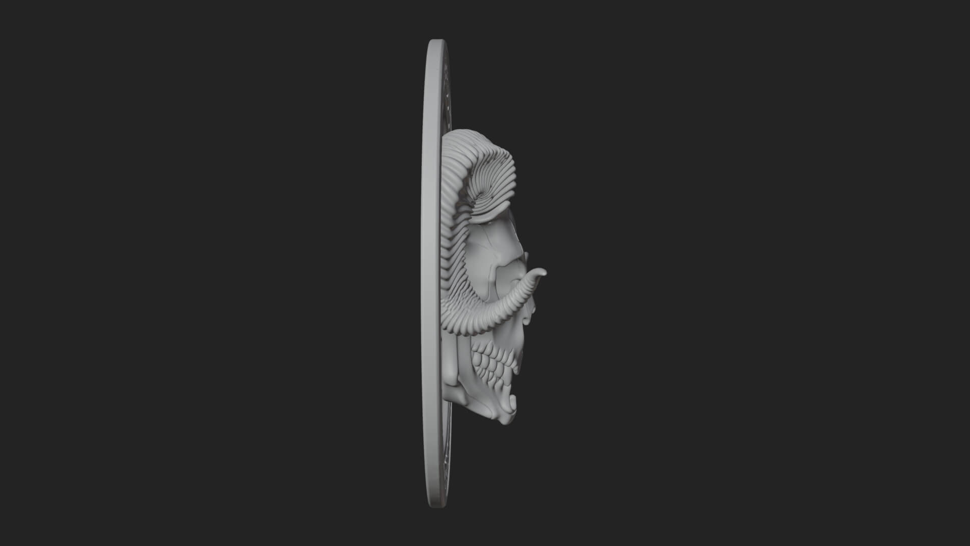 Ram Skull Oval Relief Plaque Design 3 3D Print Model 3D Model