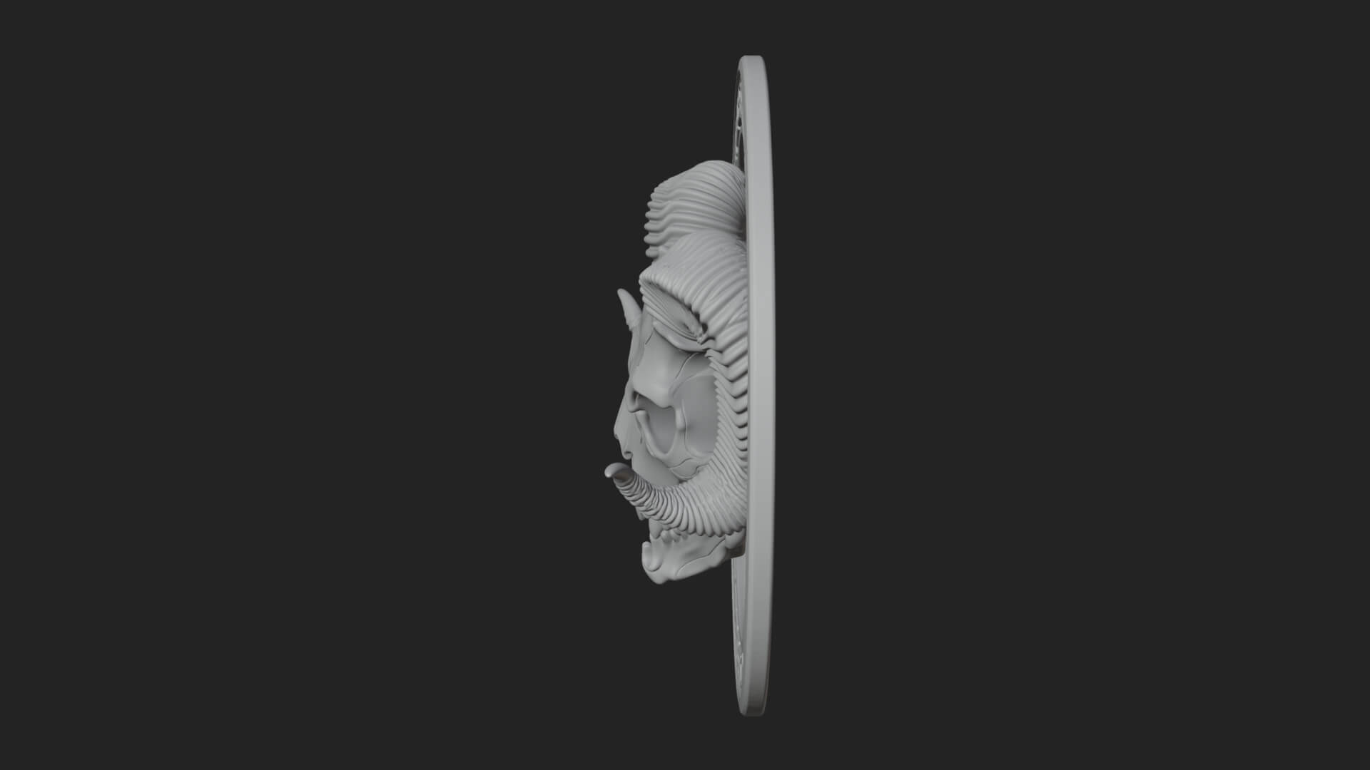 Ram Skull Oval Relief Plaque Design 3 3D Print Model 3D Model