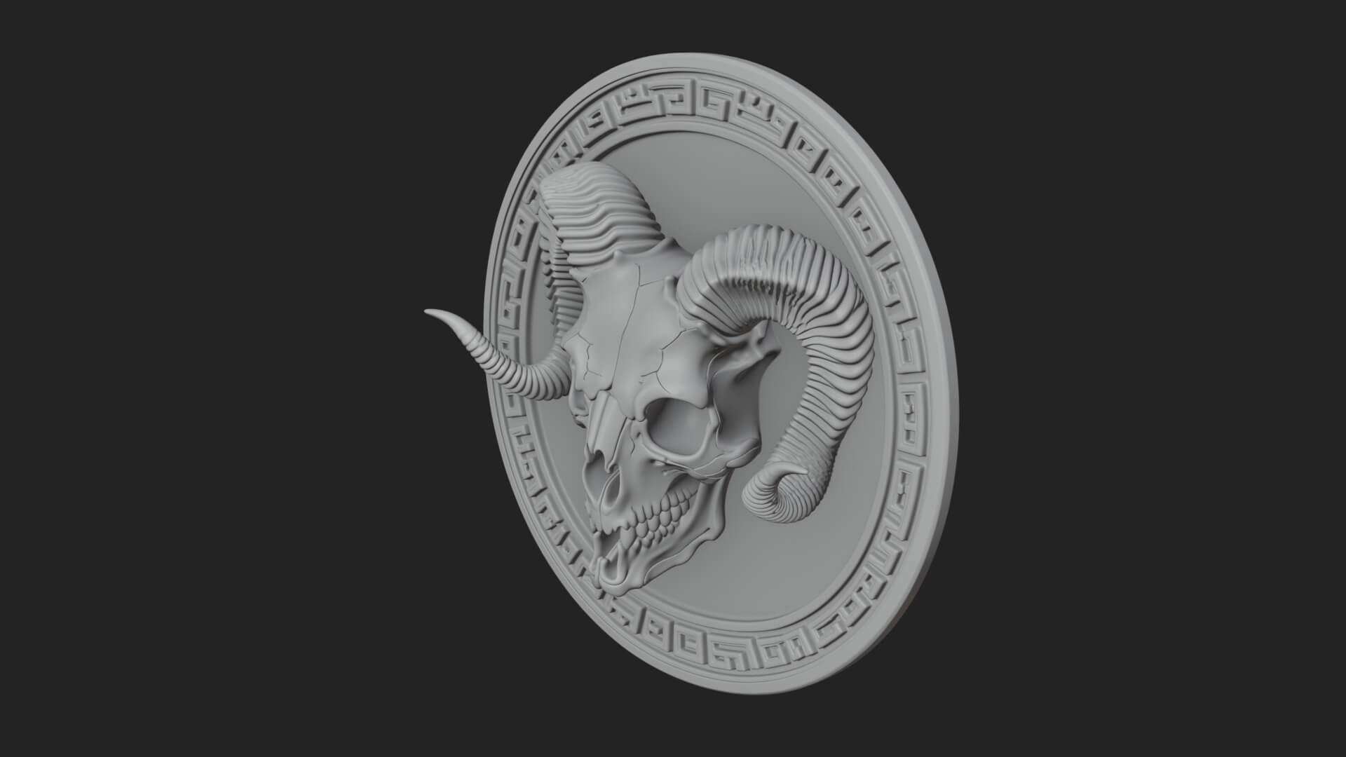 Ram Skull Oval Relief Plaque Design 3 3D Print Model 3D Model