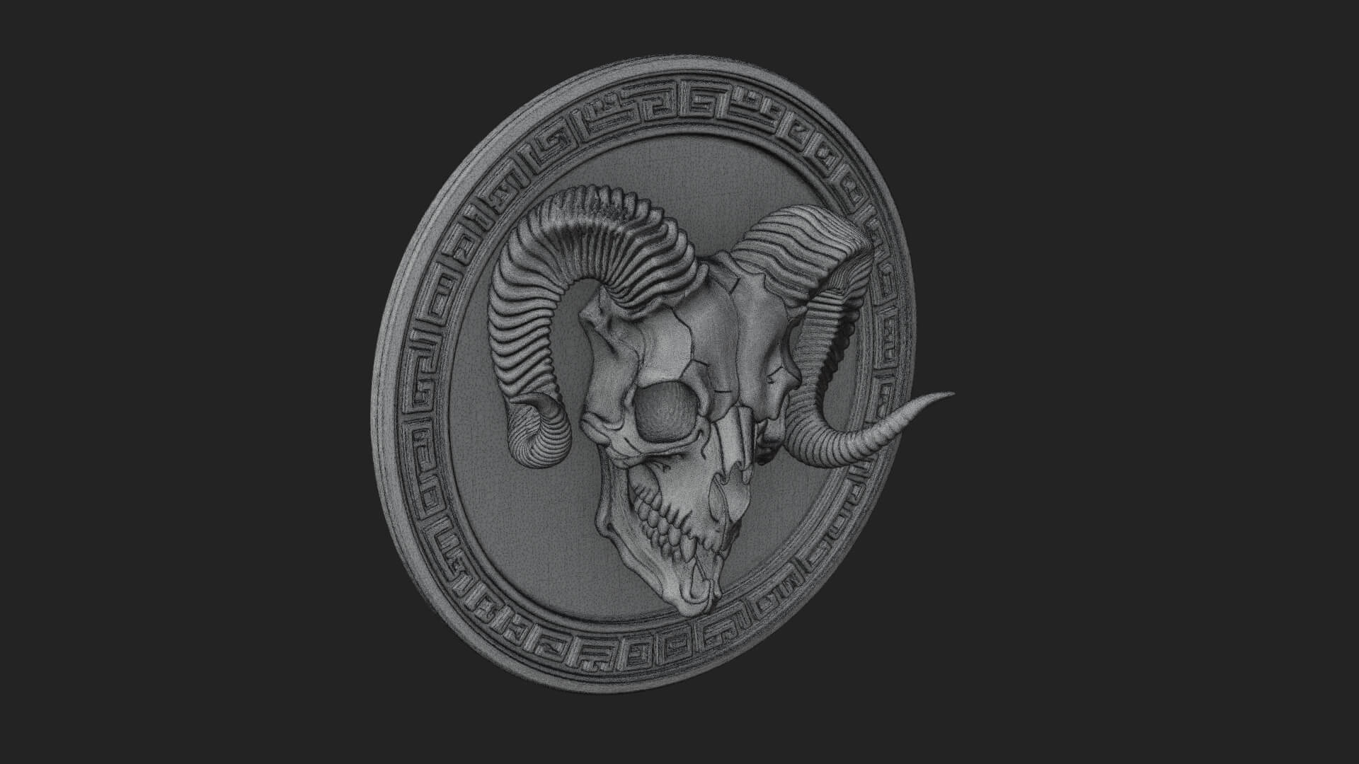Ram Skull Oval Relief Plaque Design 3 3D Print Model 3D Model
