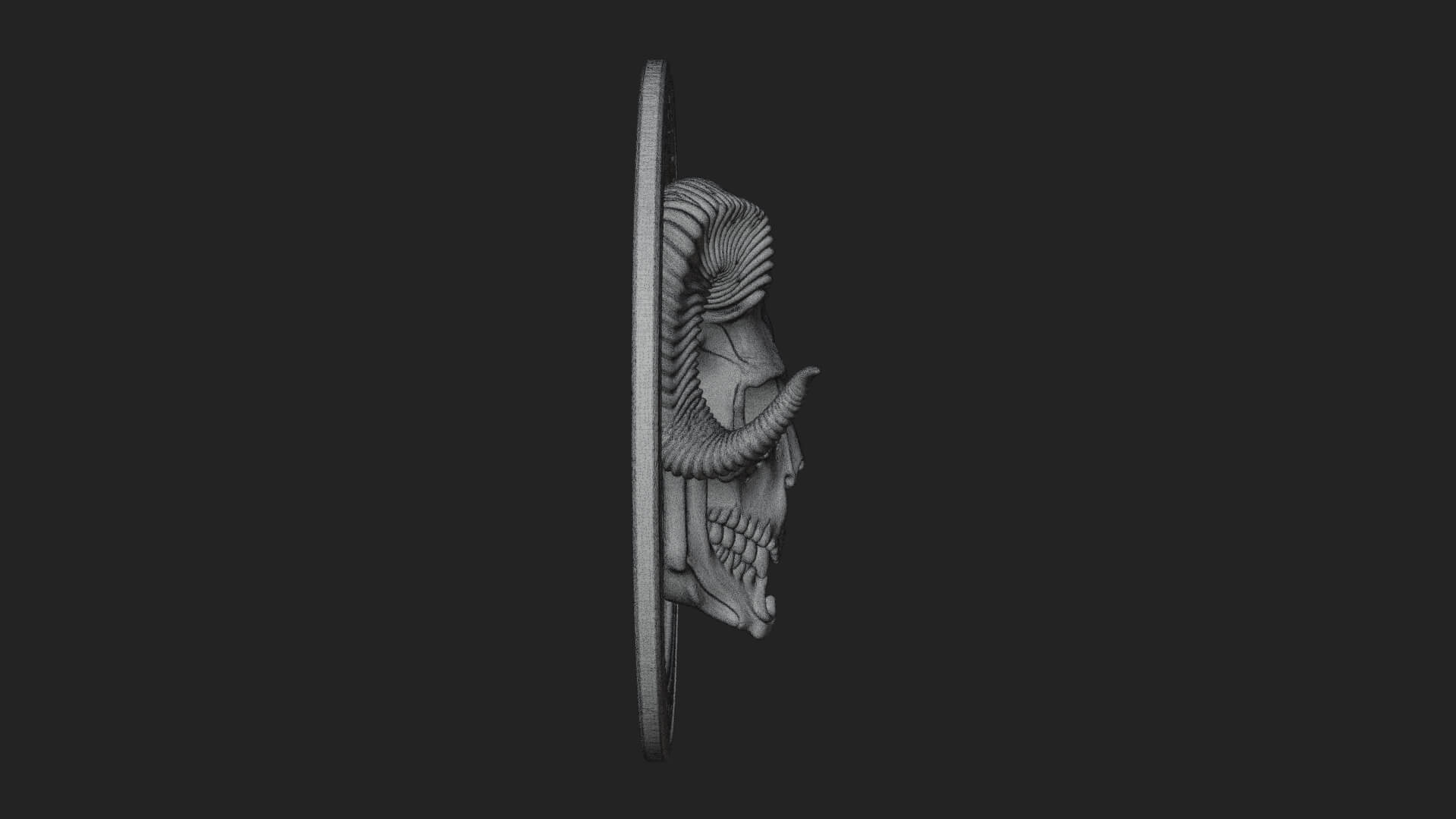 Ram Skull Oval Relief Plaque Design 3 3D Print Model 3D Model