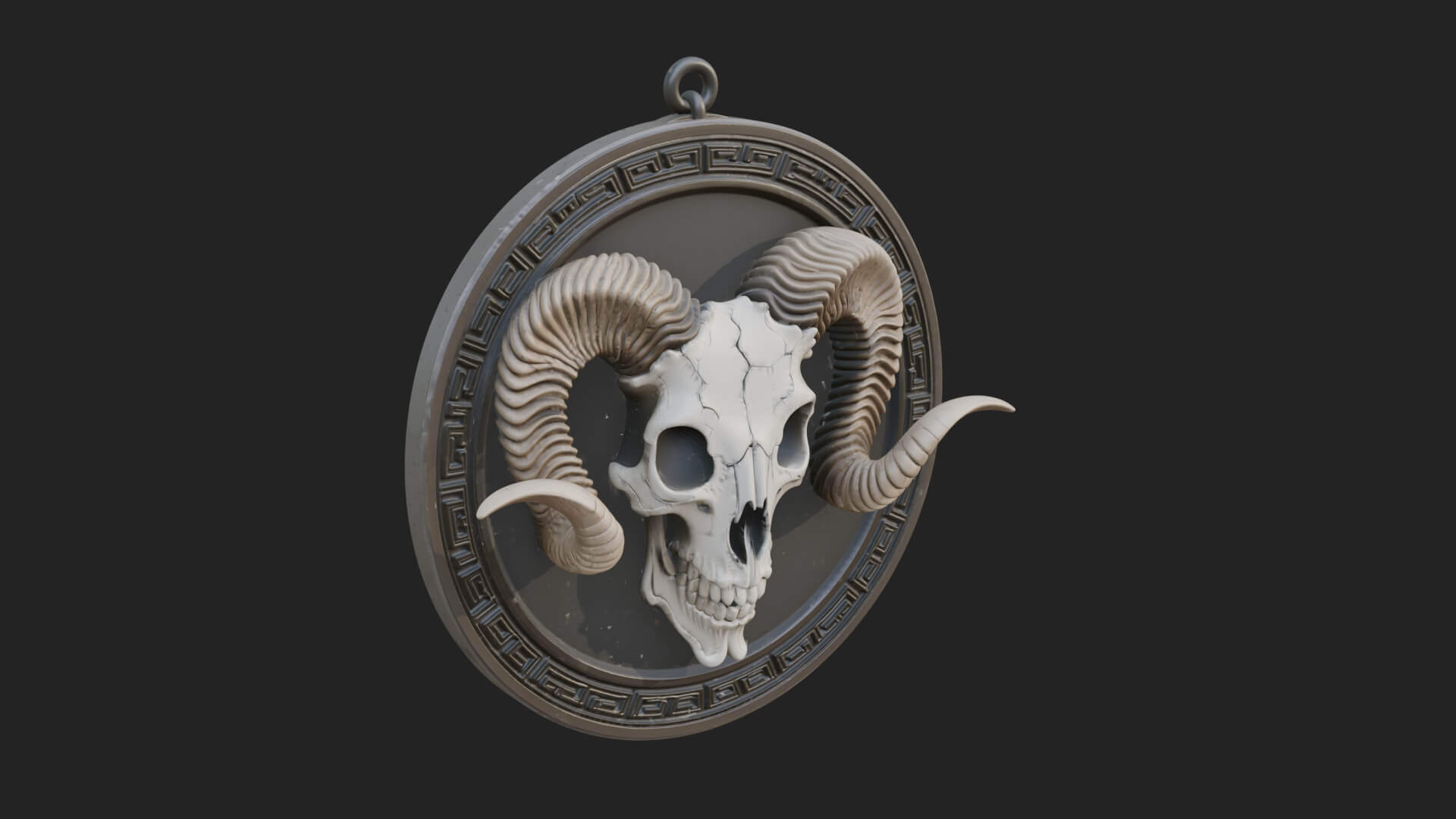 Ram Skull Oval Relief Plaque Design 4 3D Print Model 3D Model
