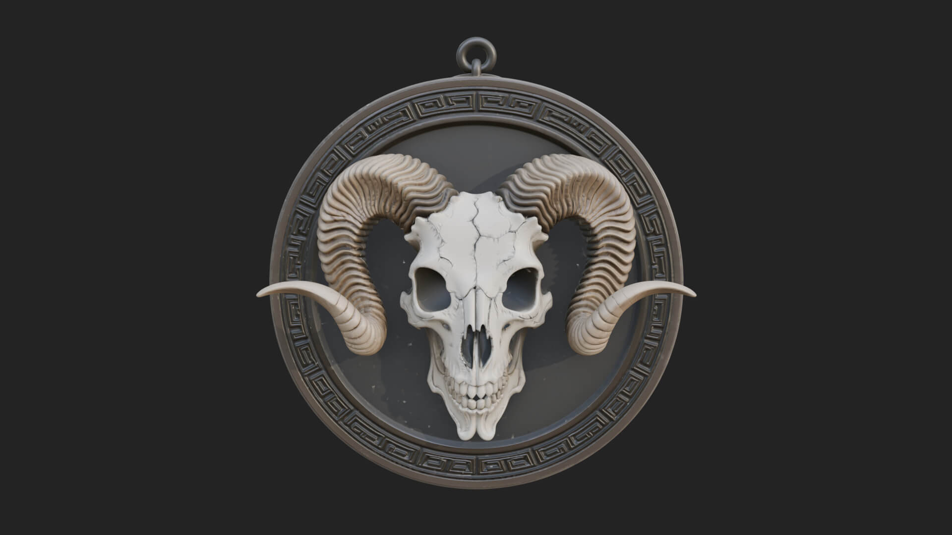 Ram Skull Oval Relief Plaque Design 4 3D Print Model 3D Model