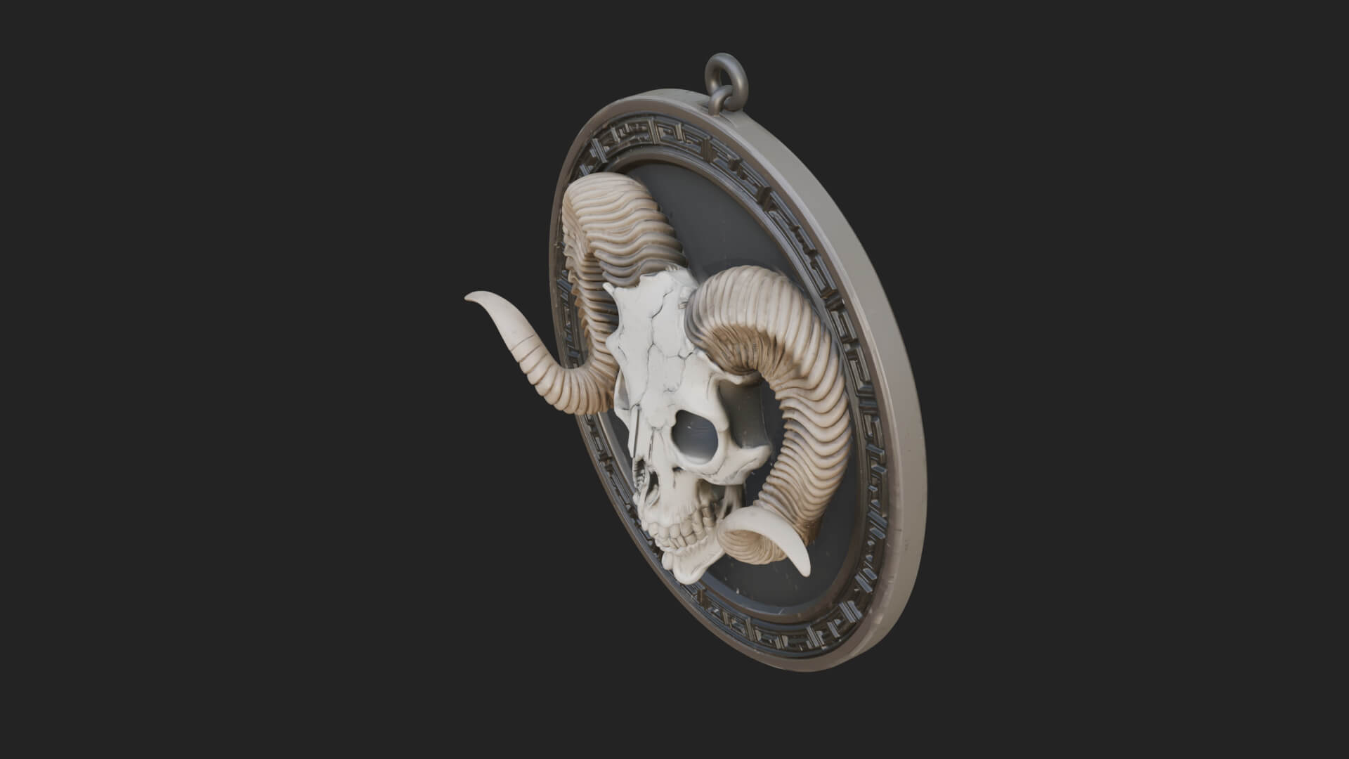 Ram Skull Oval Relief Plaque Design 4 3D Print Model 3D Model