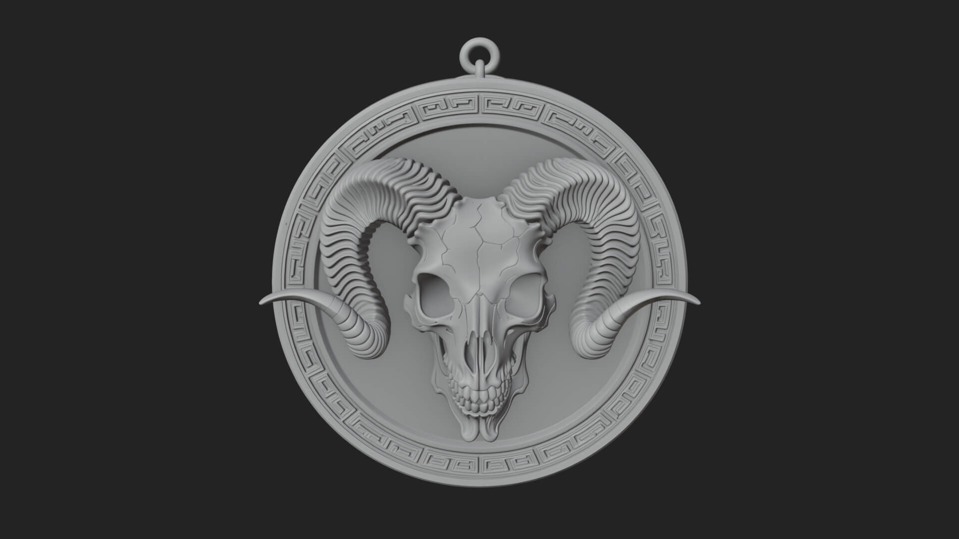 Ram Skull Oval Relief Plaque Design 4 3D Print Model 3D Model