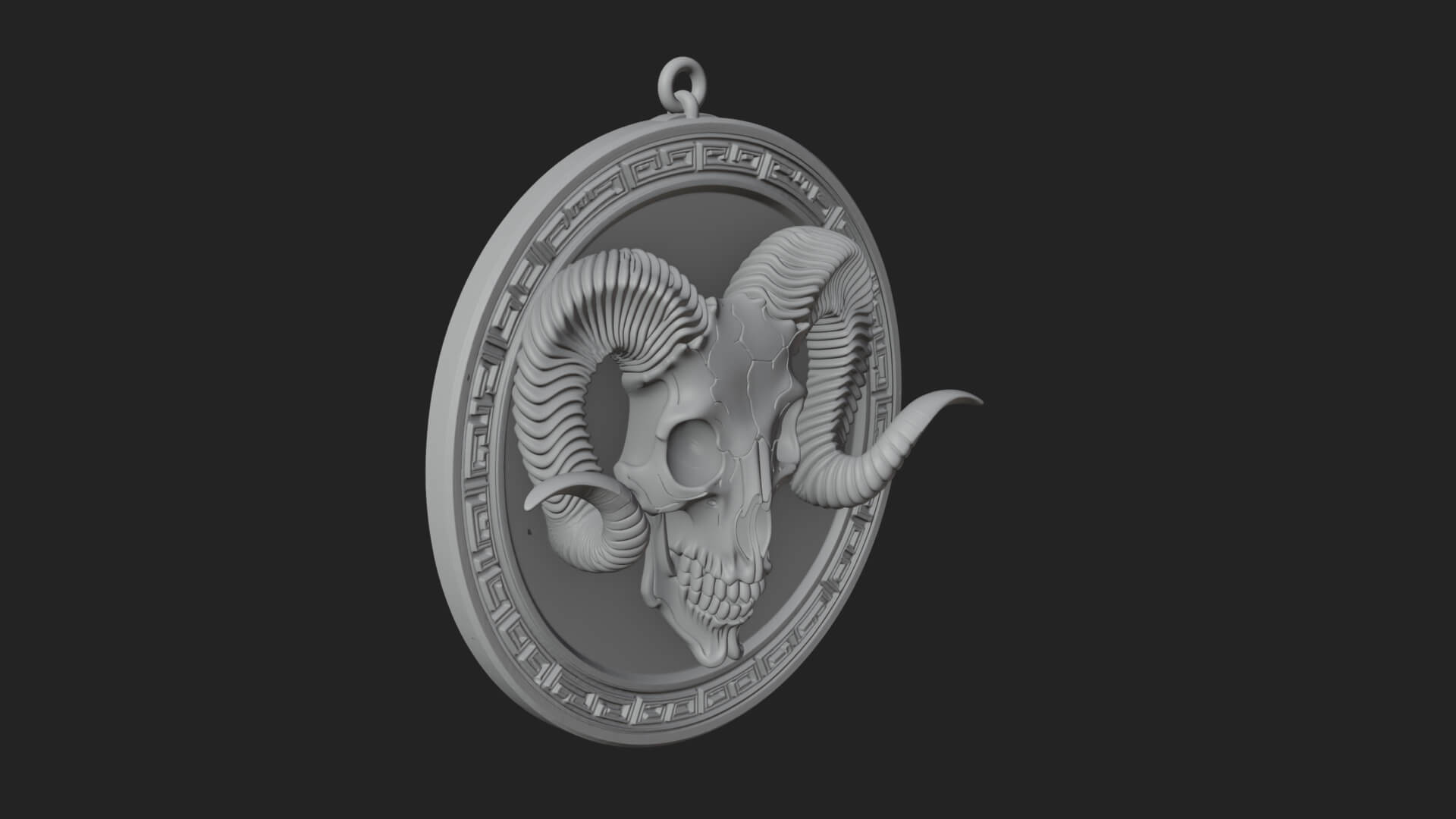 Ram Skull Oval Relief Plaque Design 4 3D Print Model 3D Model