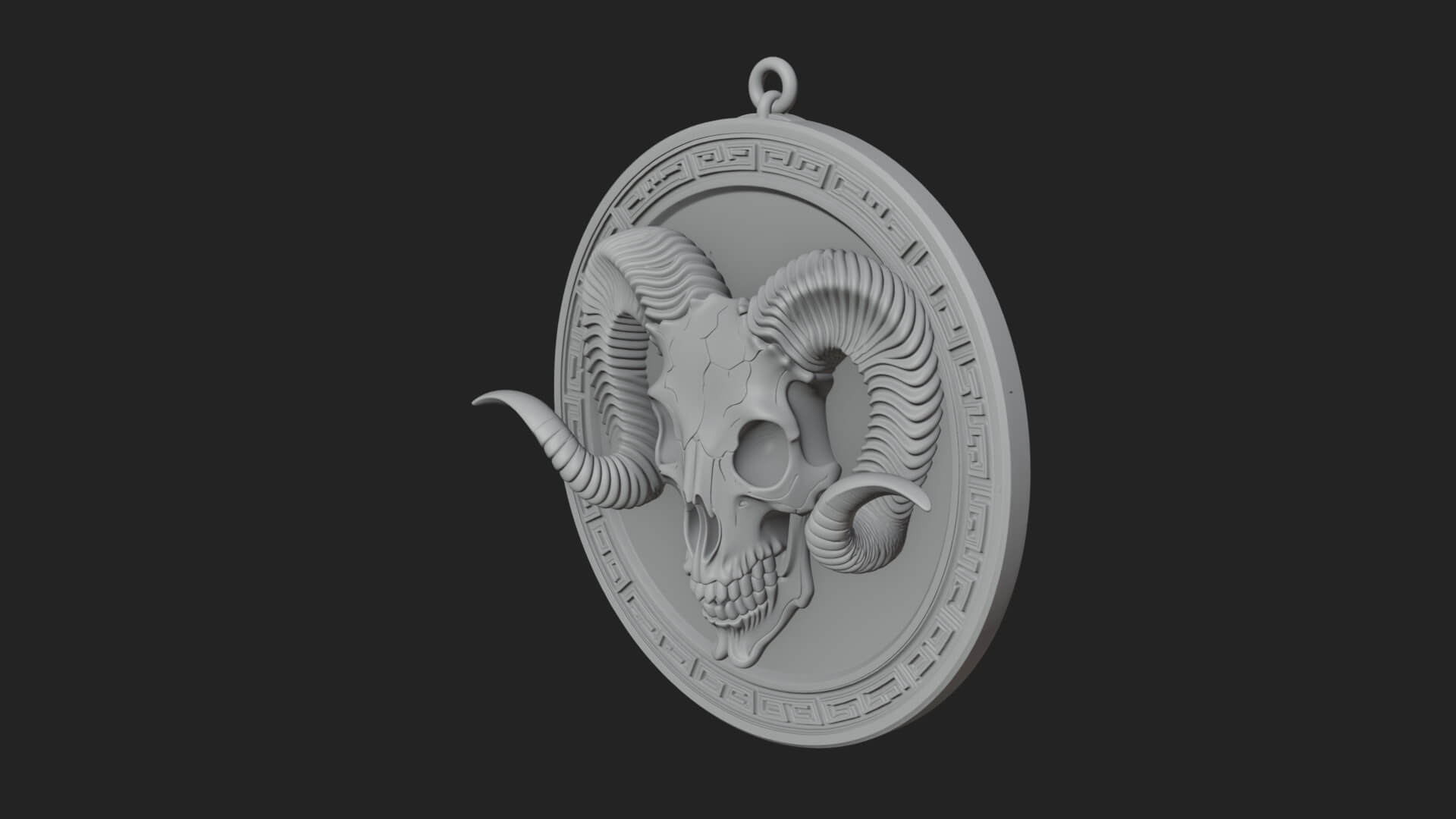 Ram Skull Oval Relief Plaque Design 4 3D Print Model 3D Model
