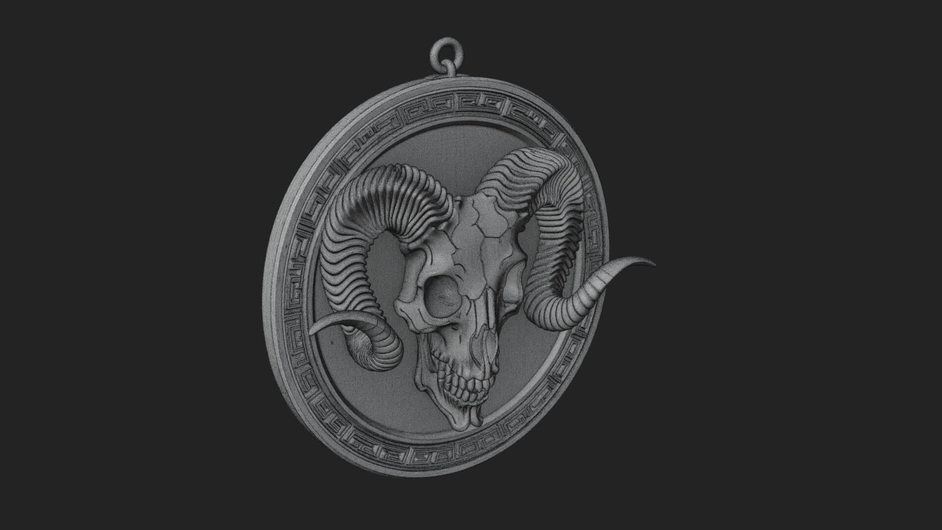 Ram Skull Oval Relief Plaque Design 4 3D Print Model 3D Model
