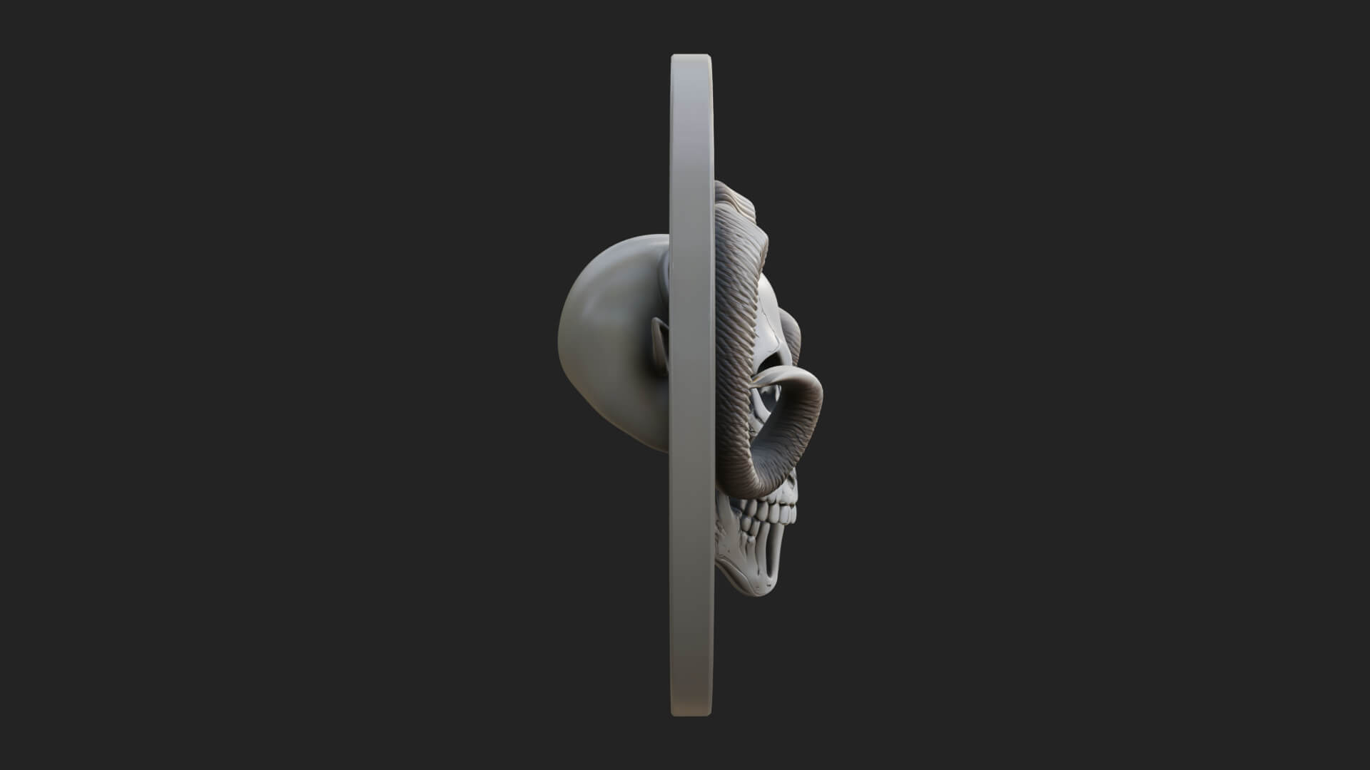 Ram Skull Oval Relief Plaque Design 5 3D Print Model 3D Model