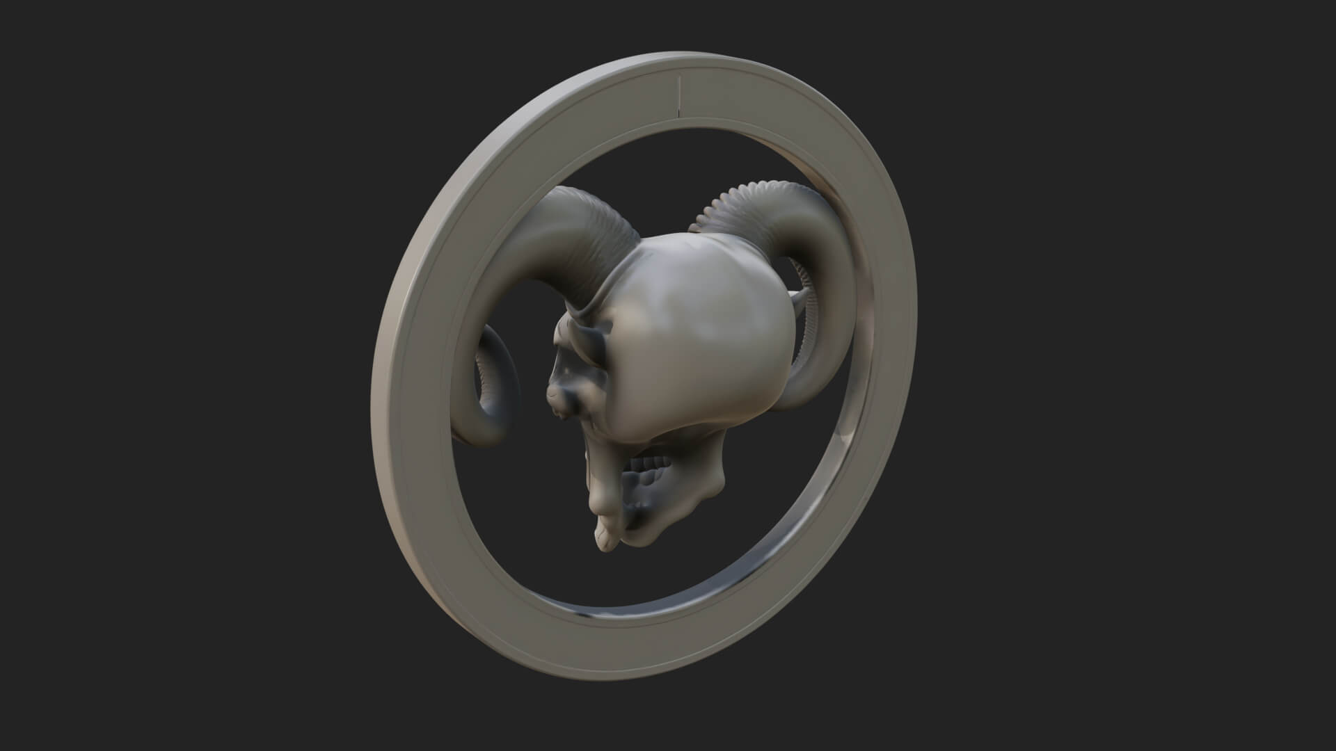 Ram Skull Oval Relief Plaque Design 5 3D Print Model 3D Model
