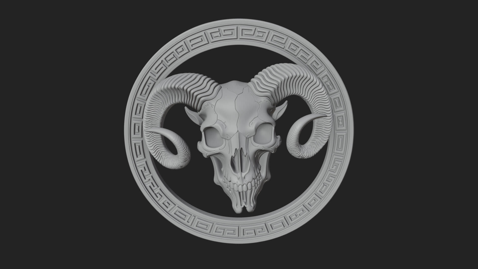 Ram Skull Oval Relief Plaque Design 5 3D Print Model 3D Model