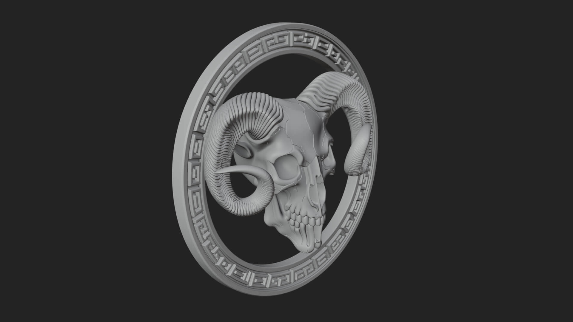 Ram Skull Oval Relief Plaque Design 5 3D Print Model 3D Model