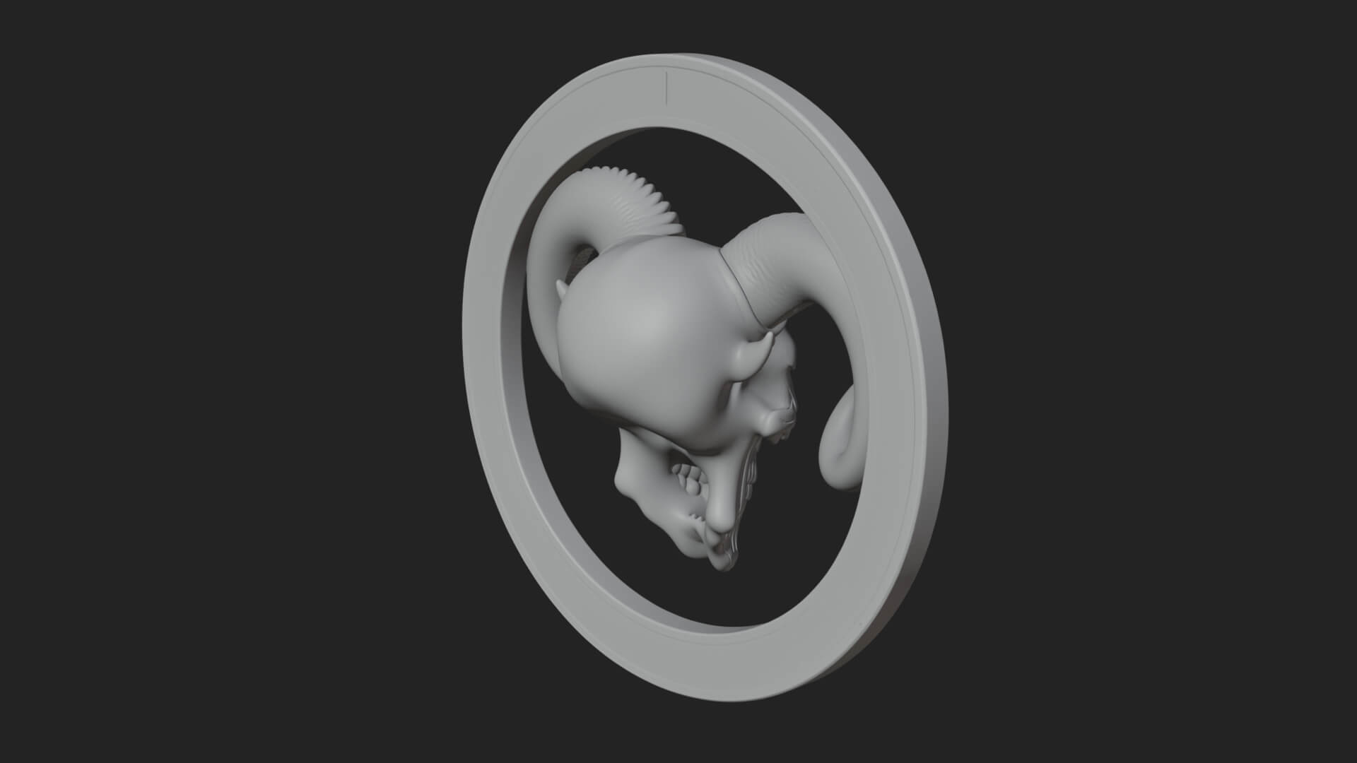 Ram Skull Oval Relief Plaque Design 5 3D Print Model 3D Model