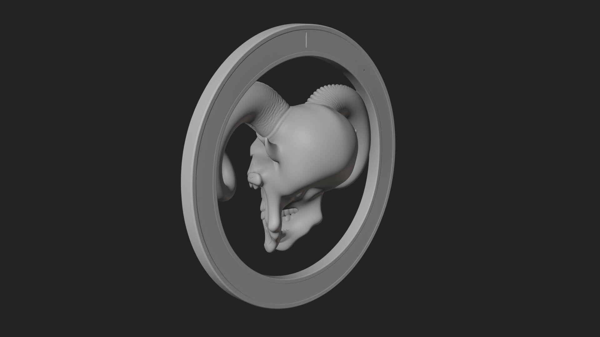 Ram Skull Oval Relief Plaque Design 5 3D Print Model 3D Model