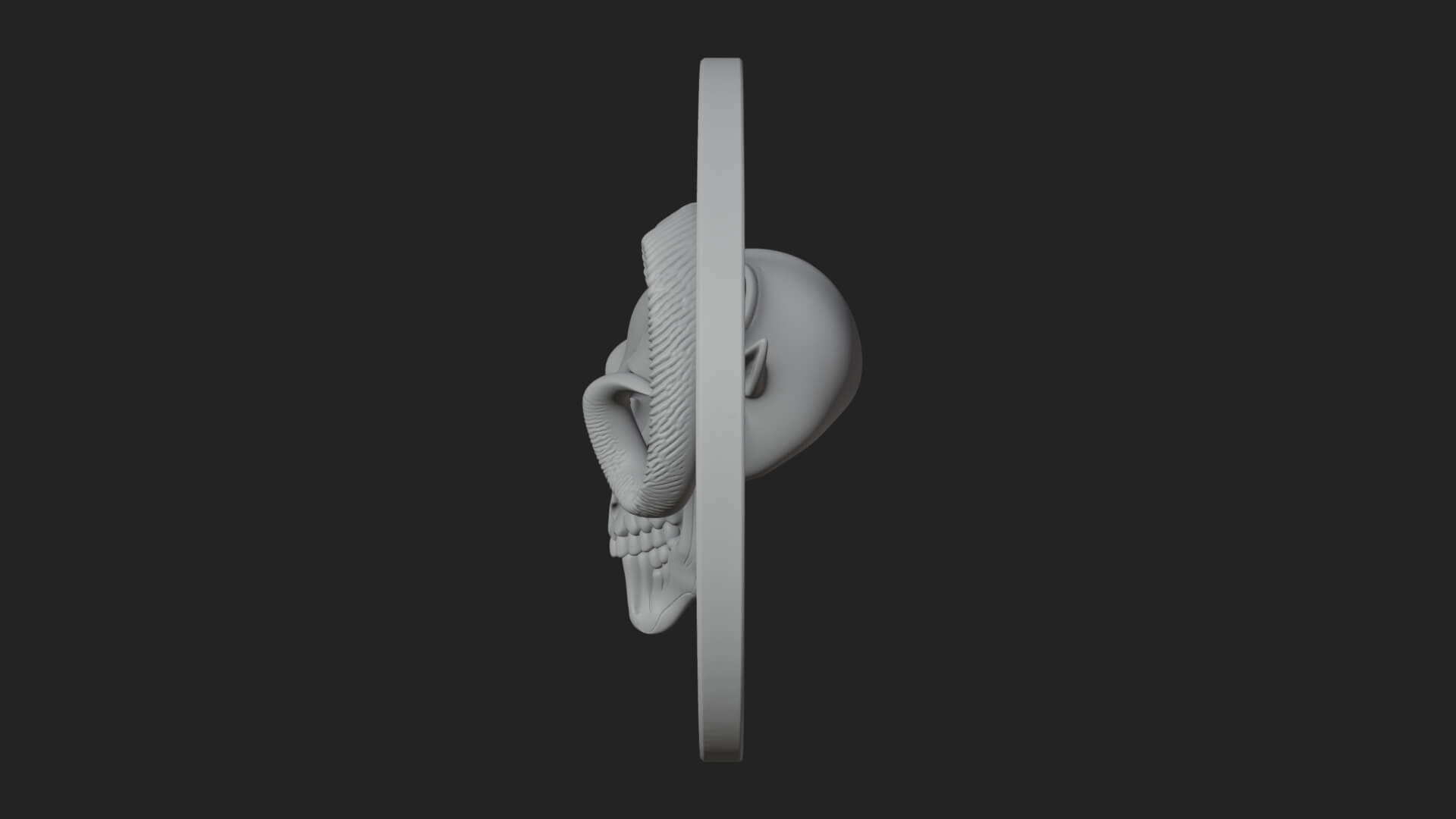 Ram Skull Oval Relief Plaque Design 5 3D Print Model 3D Model