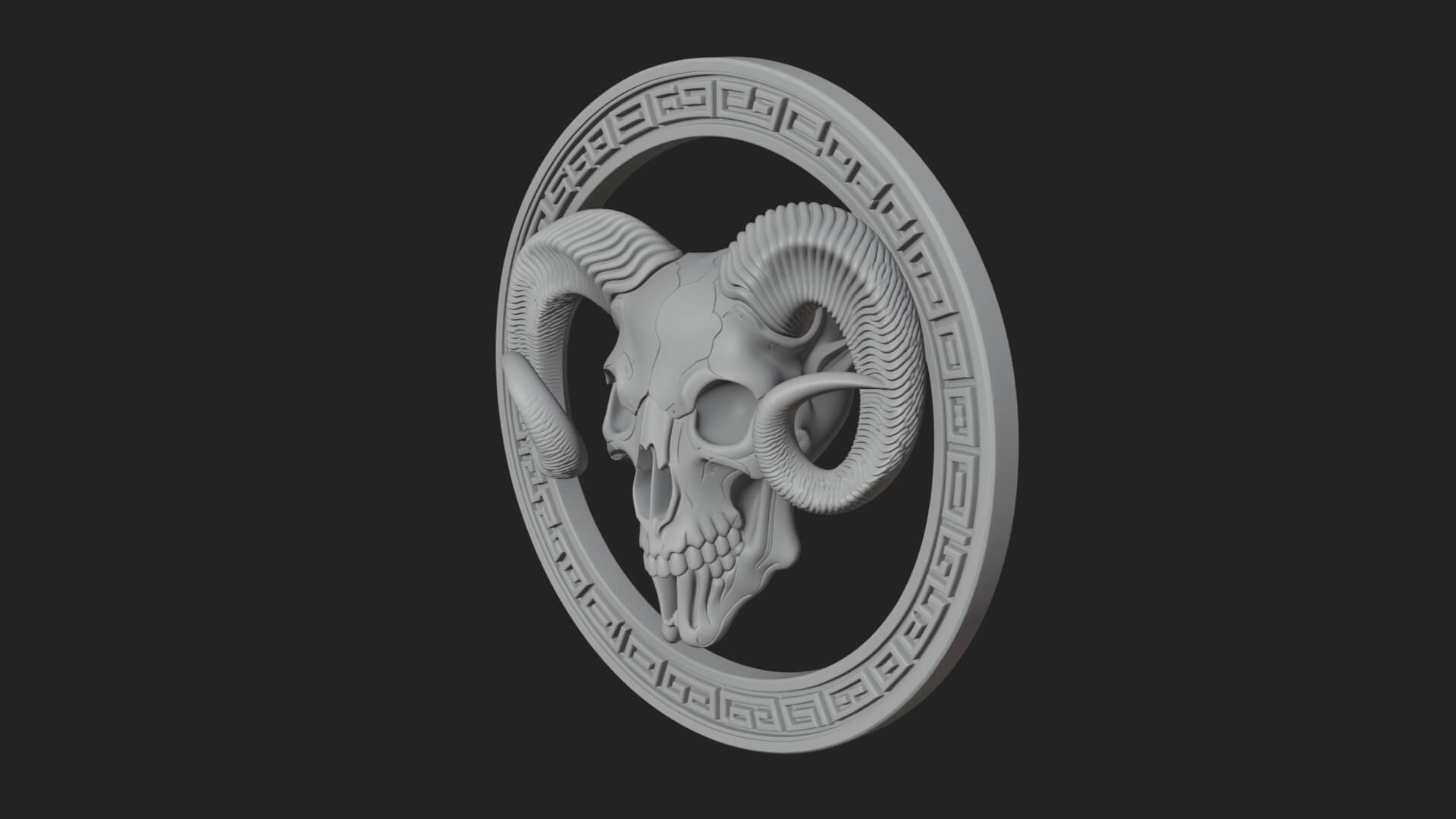 Ram Skull Oval Relief Plaque Design 5 3D Print Model 3D Model