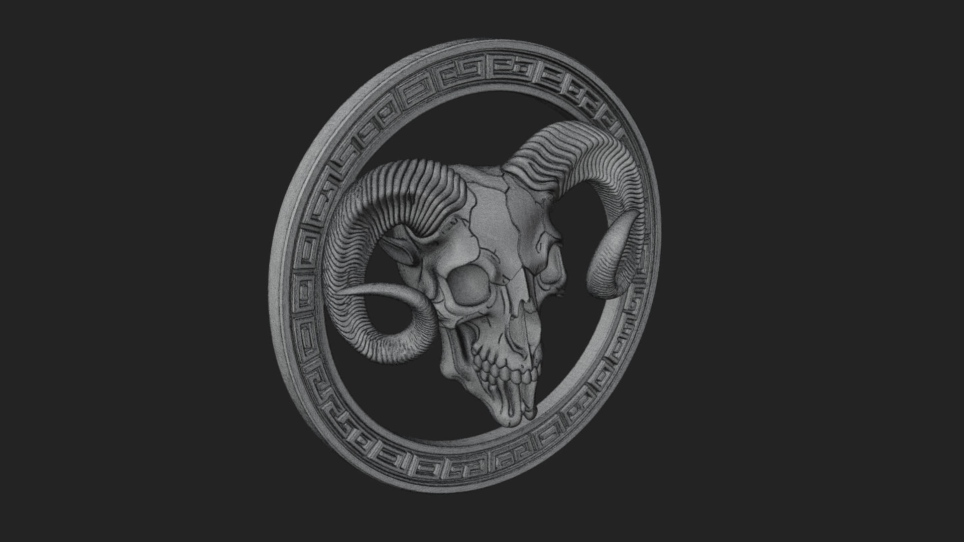 Ram Skull Oval Relief Plaque Design 5 3D Print Model 3D Model