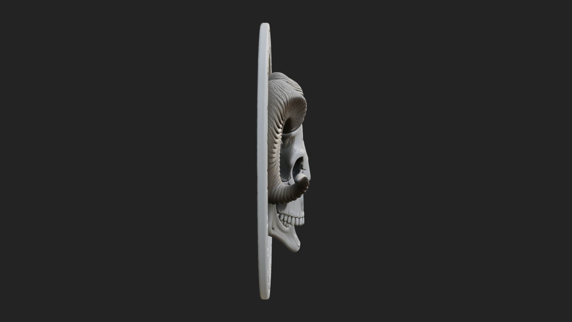 Ram Skull Oval Relief Plaque Design 6 3D Print Model 3D Model