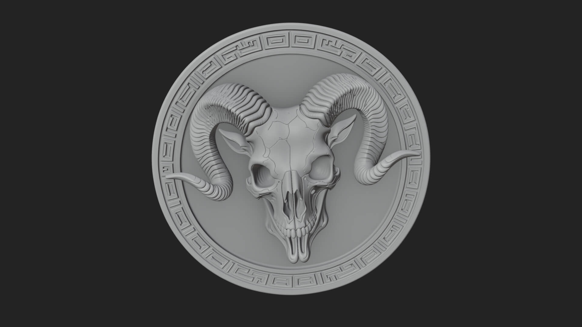 Ram Skull Oval Relief Plaque Design 6 3D Print Model 3D Model
