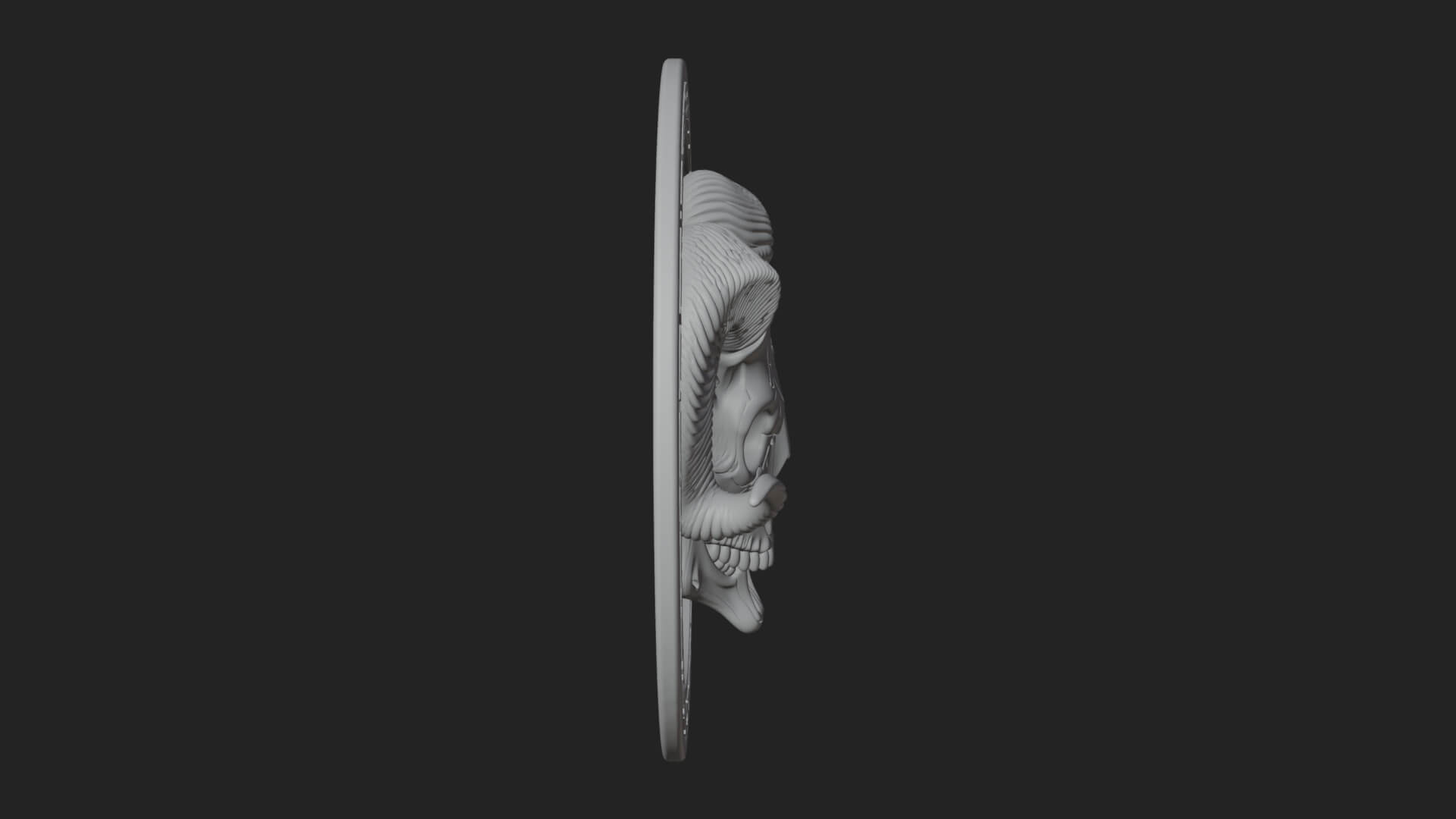 Ram Skull Oval Relief Plaque Design 6 3D Print Model 3D Model