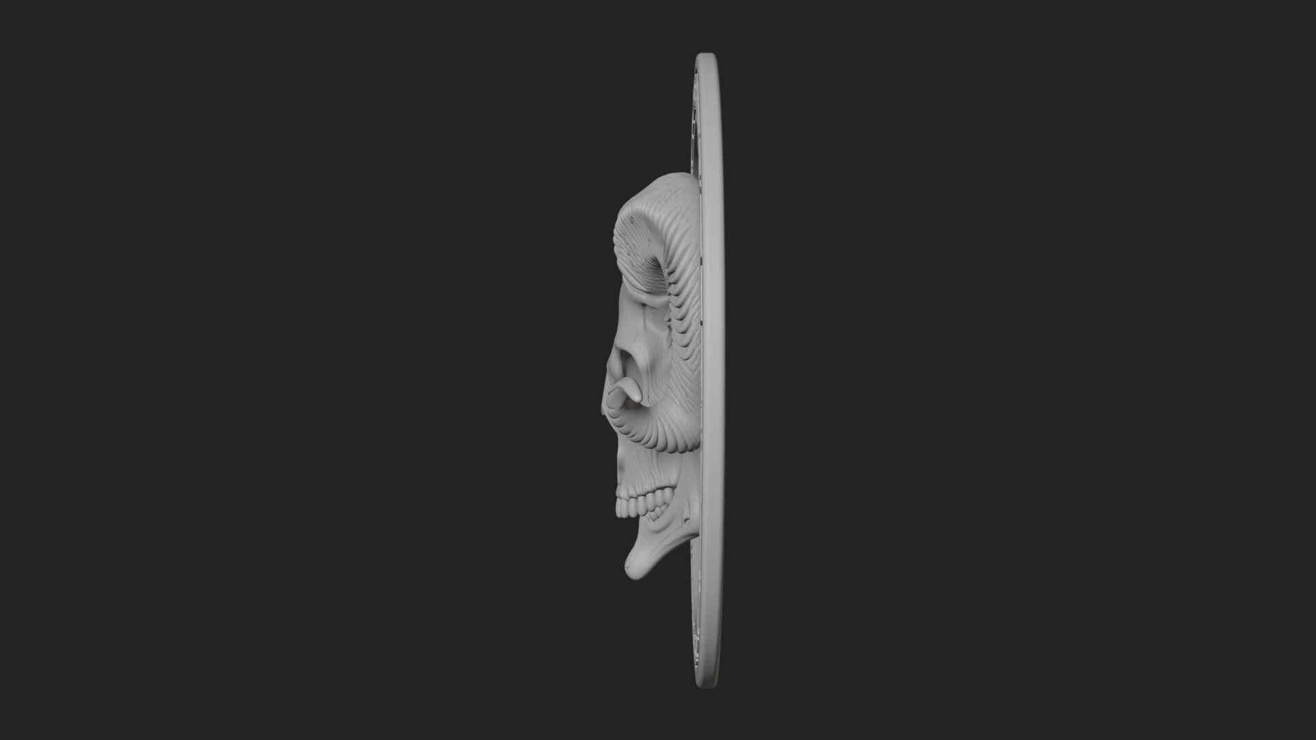 Ram Skull Oval Relief Plaque Design 6 3D Print Model 3D Model