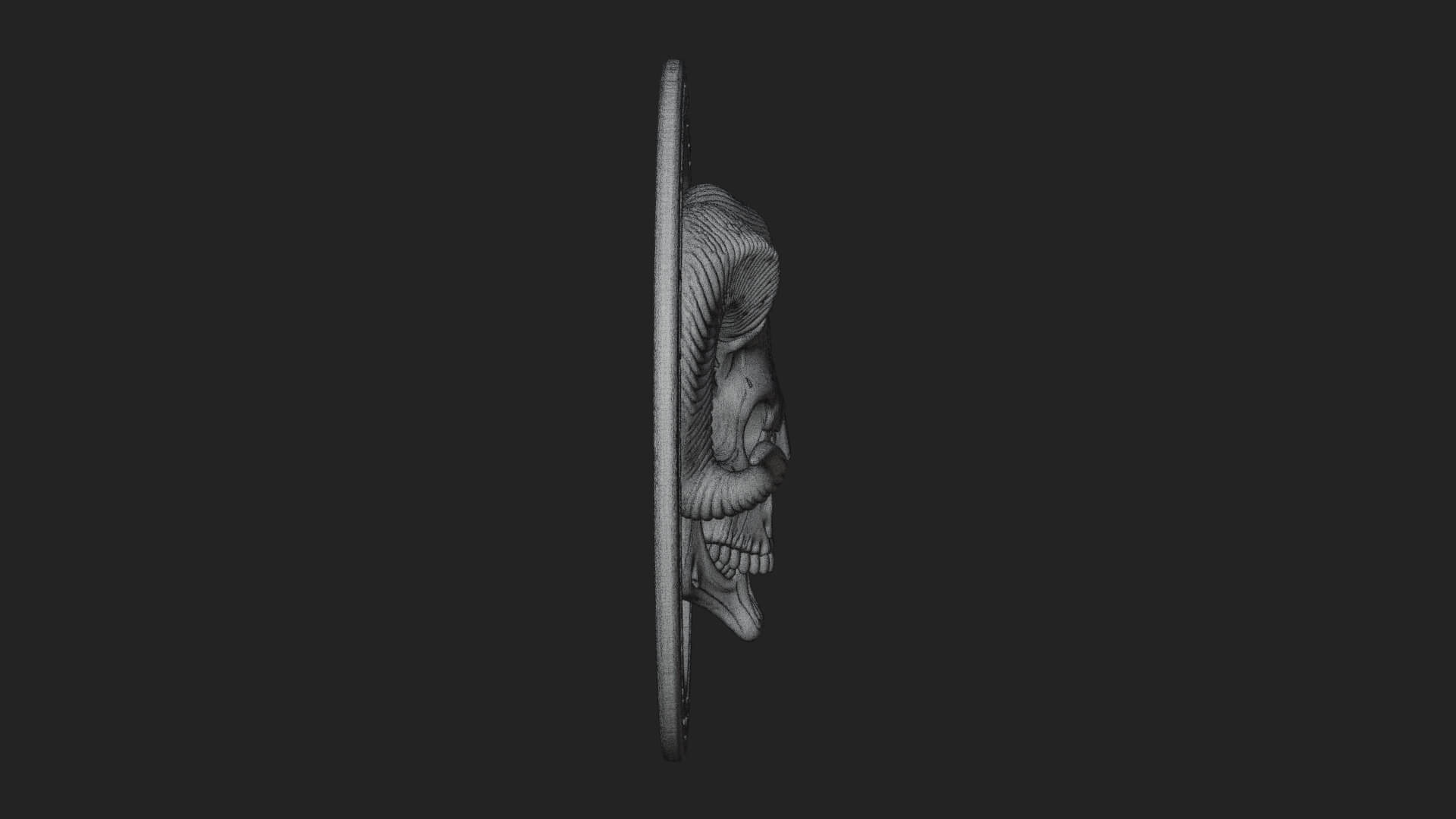 Ram Skull Oval Relief Plaque Design 6 3D Print Model 3D Model