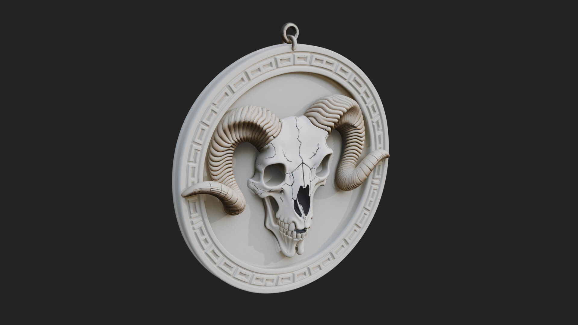 Ram Skull Oval Relief Plaque Design 7 3D Print Model 3D Model