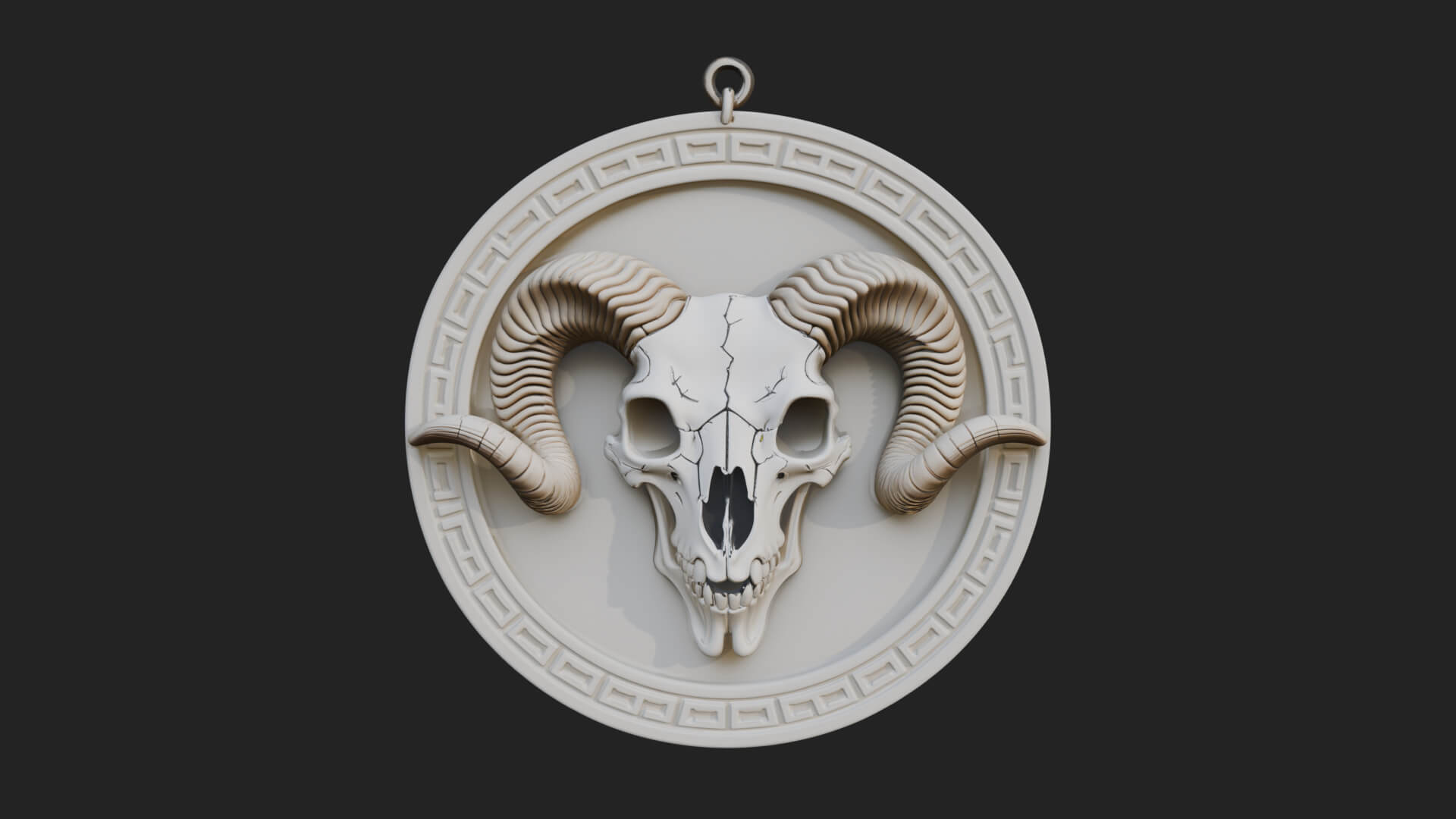 Ram Skull Oval Relief Plaque Design 7 3D Print Model 3D Model