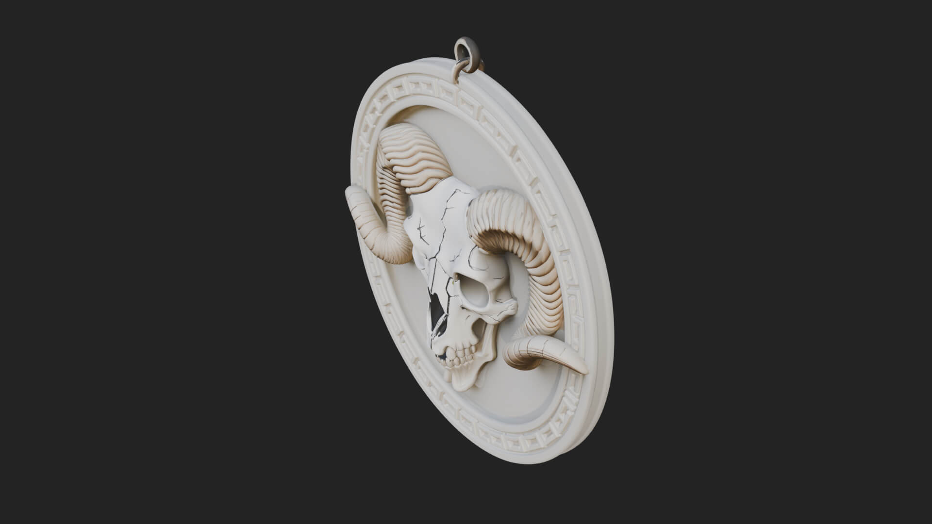 Ram Skull Oval Relief Plaque Design 7 3D Print Model 3D Model