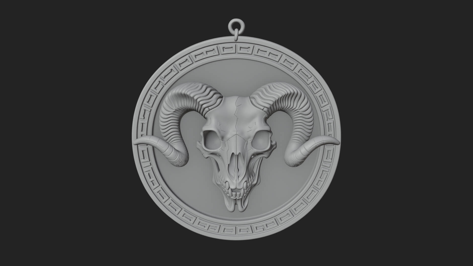 Ram Skull Oval Relief Plaque Design 7 3D Print Model 3D Model