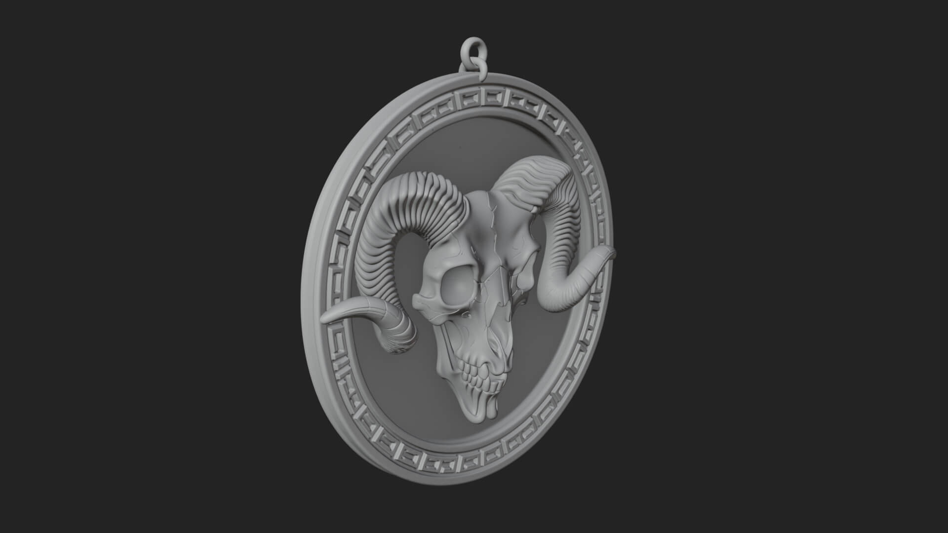 Ram Skull Oval Relief Plaque Design 7 3D Print Model 3D Model