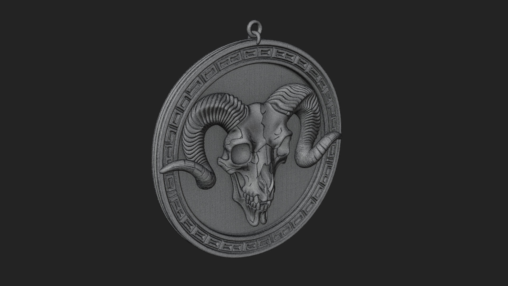 Ram Skull Oval Relief Plaque Design 7 3D Print Model 3D Model