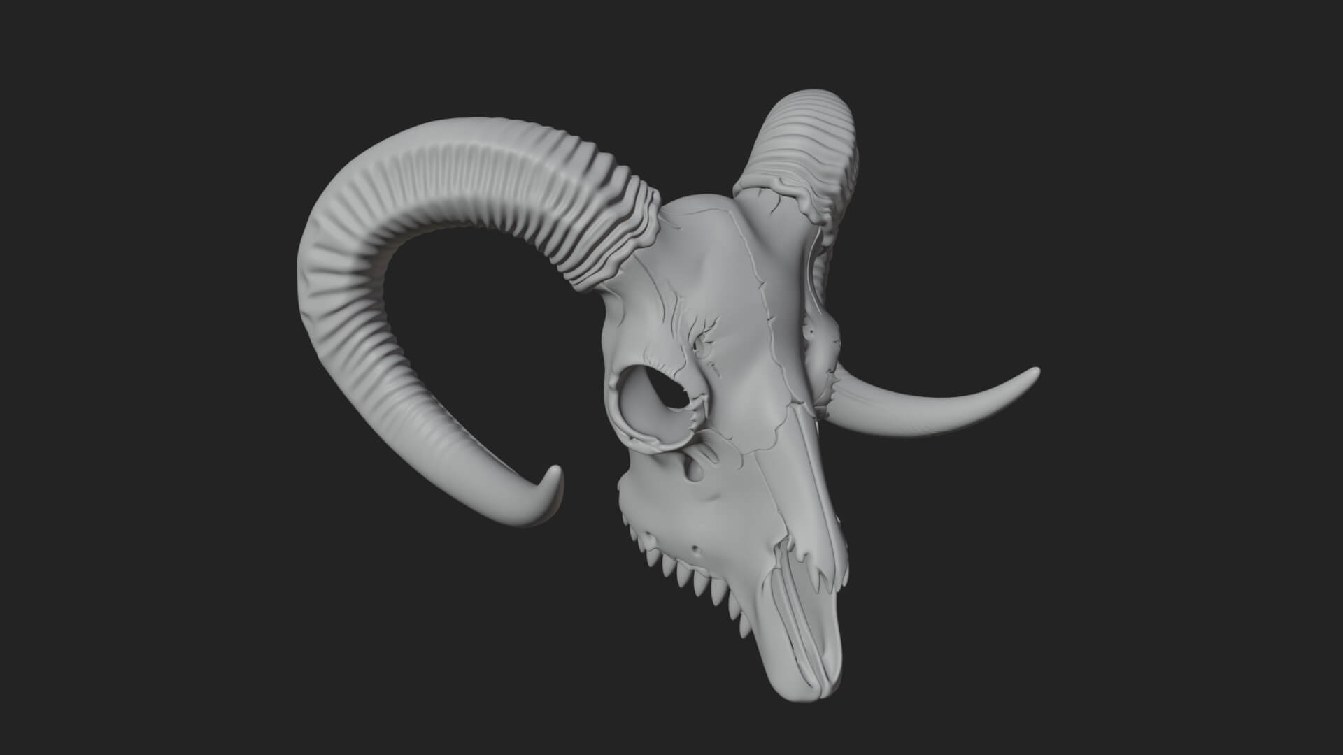 Ram Skull Wall Mount Design 10 3D Print Model 3D Model