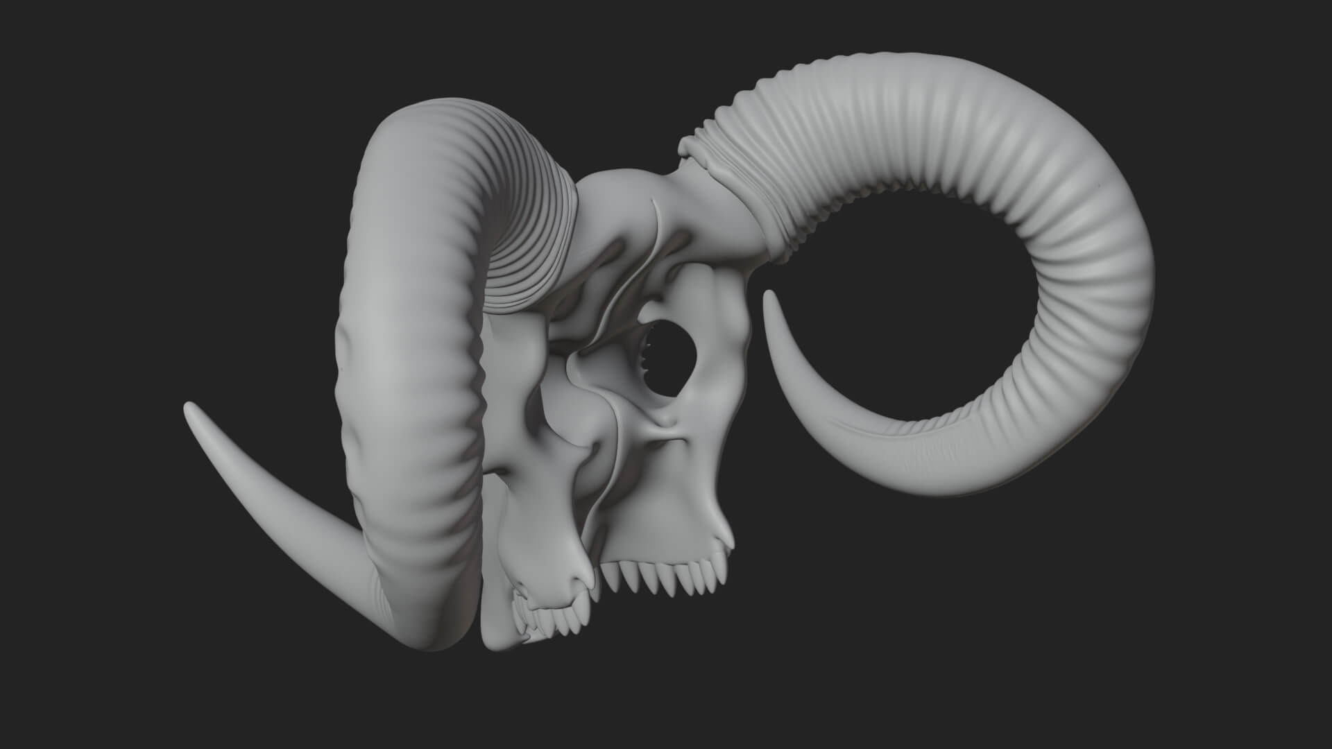 Ram Skull Wall Mount Design 10 3D Print Model 3D Model