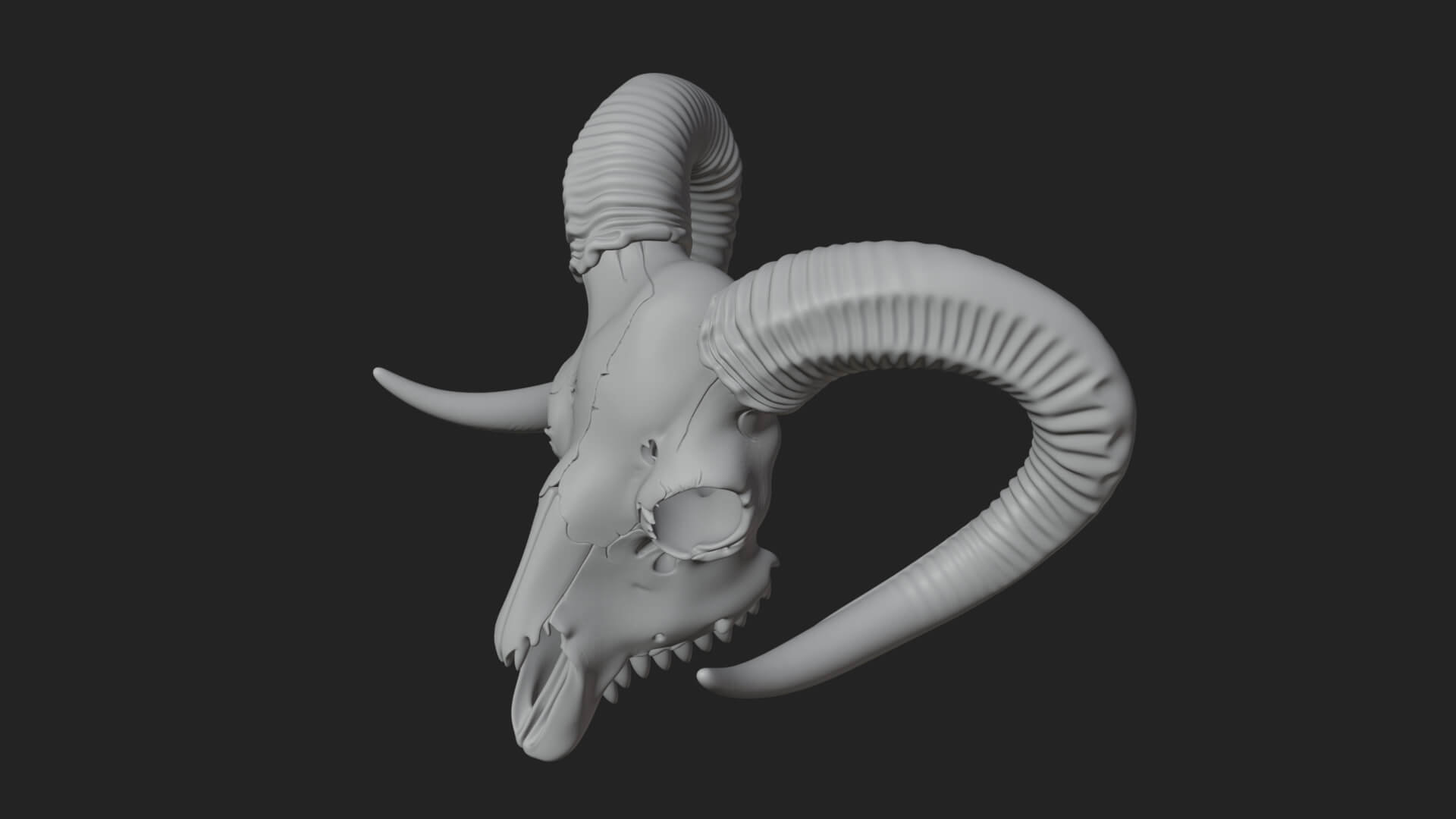 Ram Skull Wall Mount Design 10 3D Print Model 3D Model