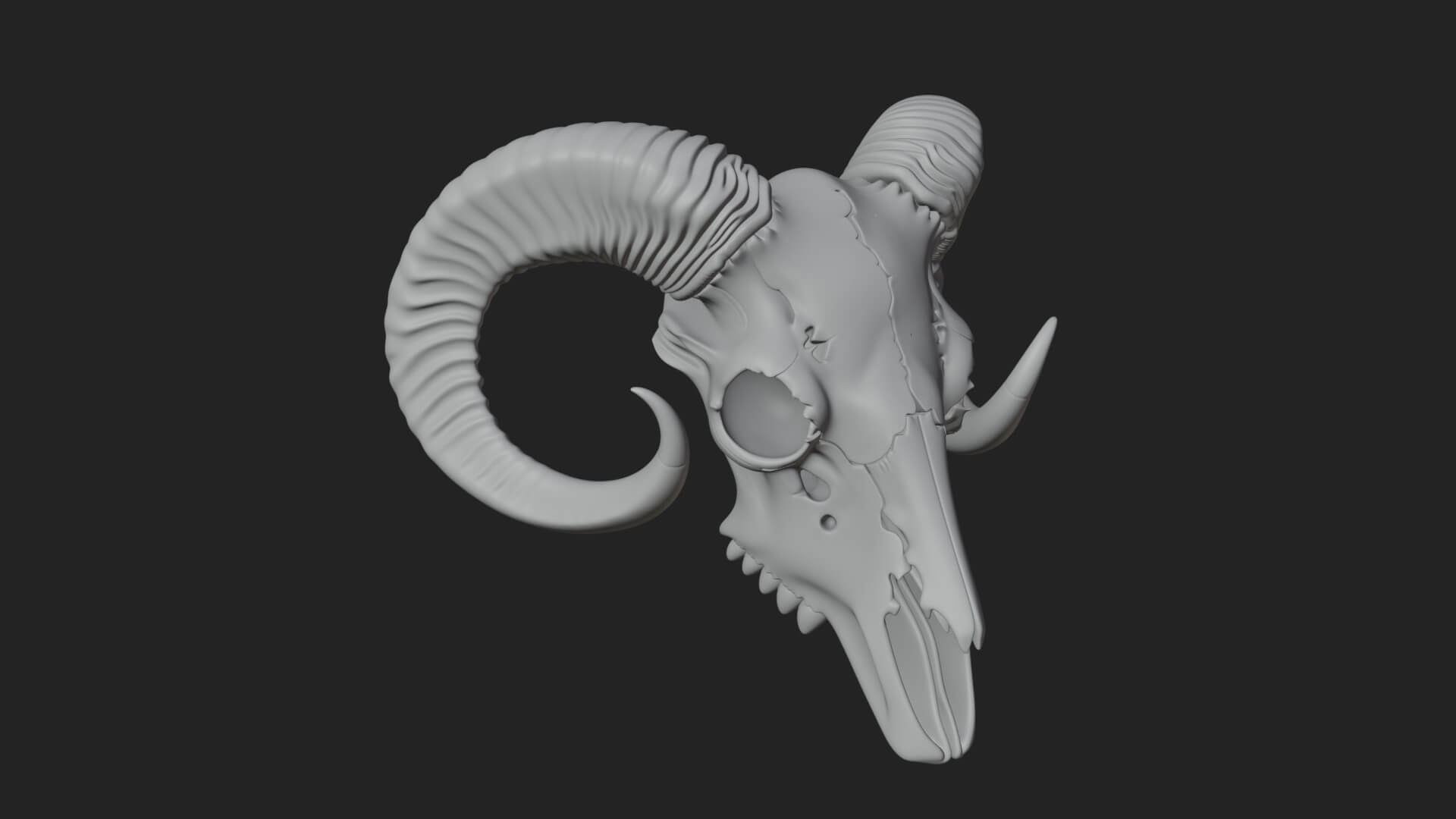 Ram Skull Wall Mount Design 11 3D Print Model 3D Model