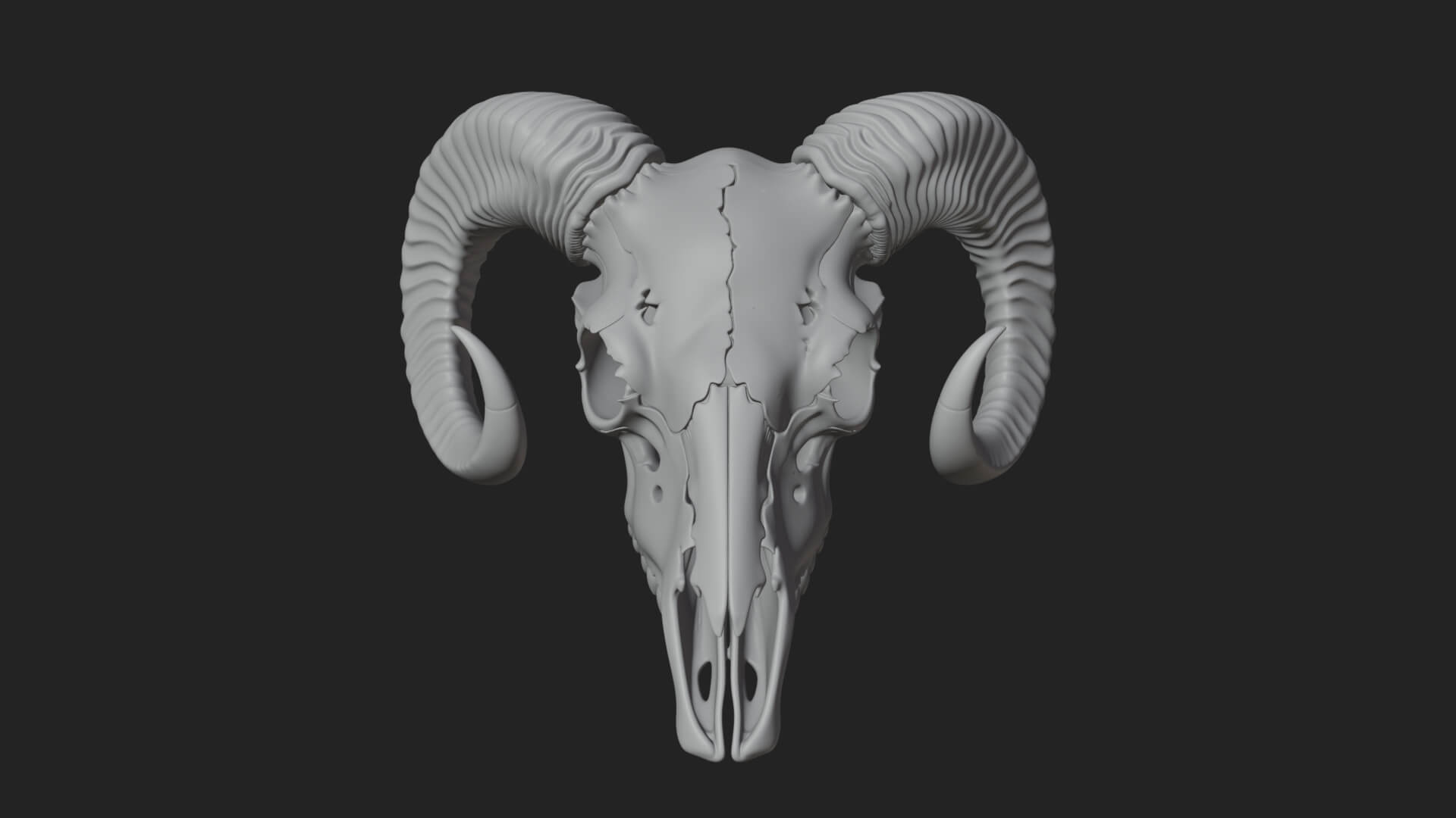 Ram Skull Wall Mount Design 11 3D Print Model 3D Model