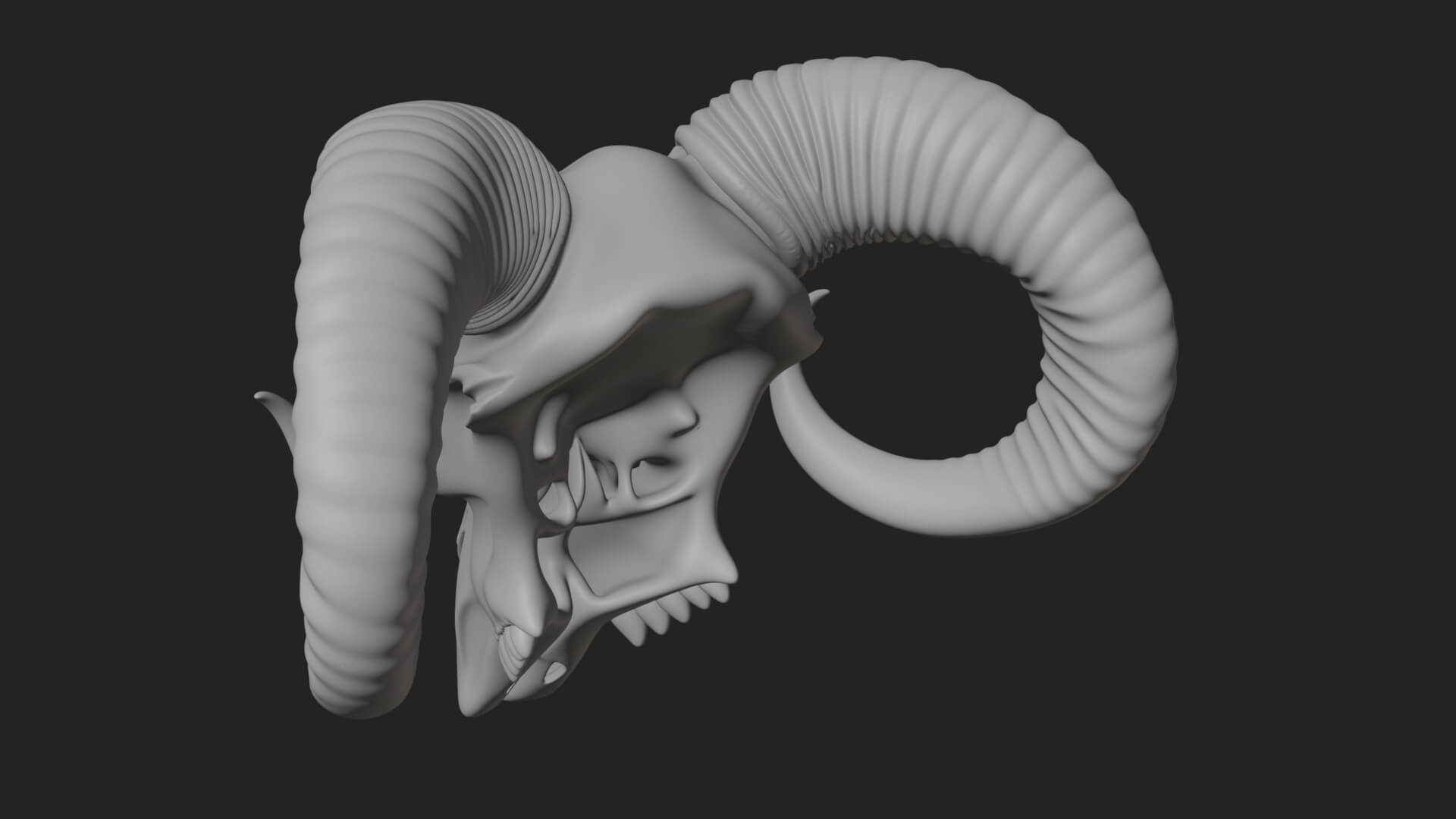 Ram Skull Wall Mount Design 11 3D Print Model 3D Model