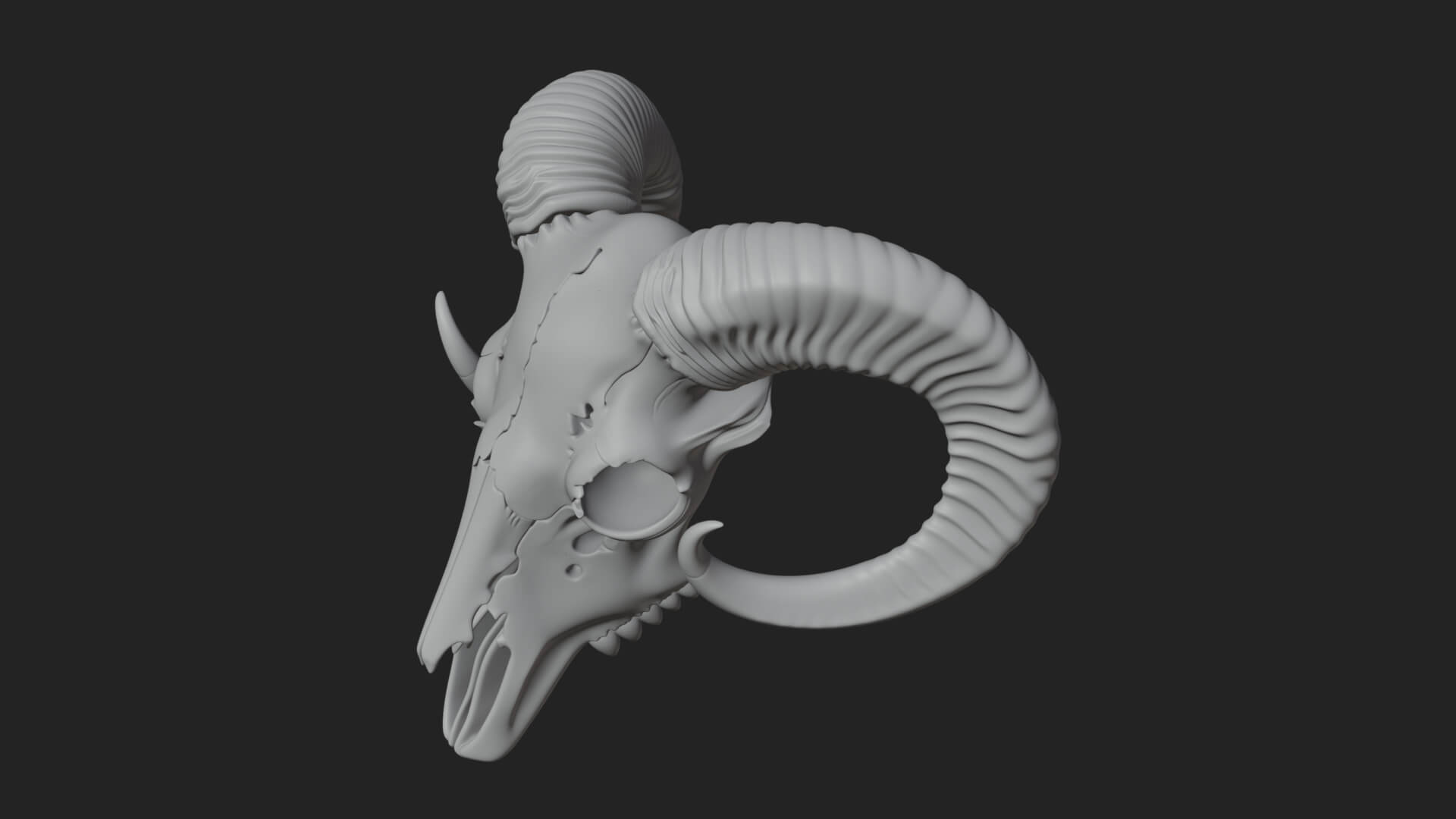 Ram Skull Wall Mount Design 11 3D Print Model 3D Model