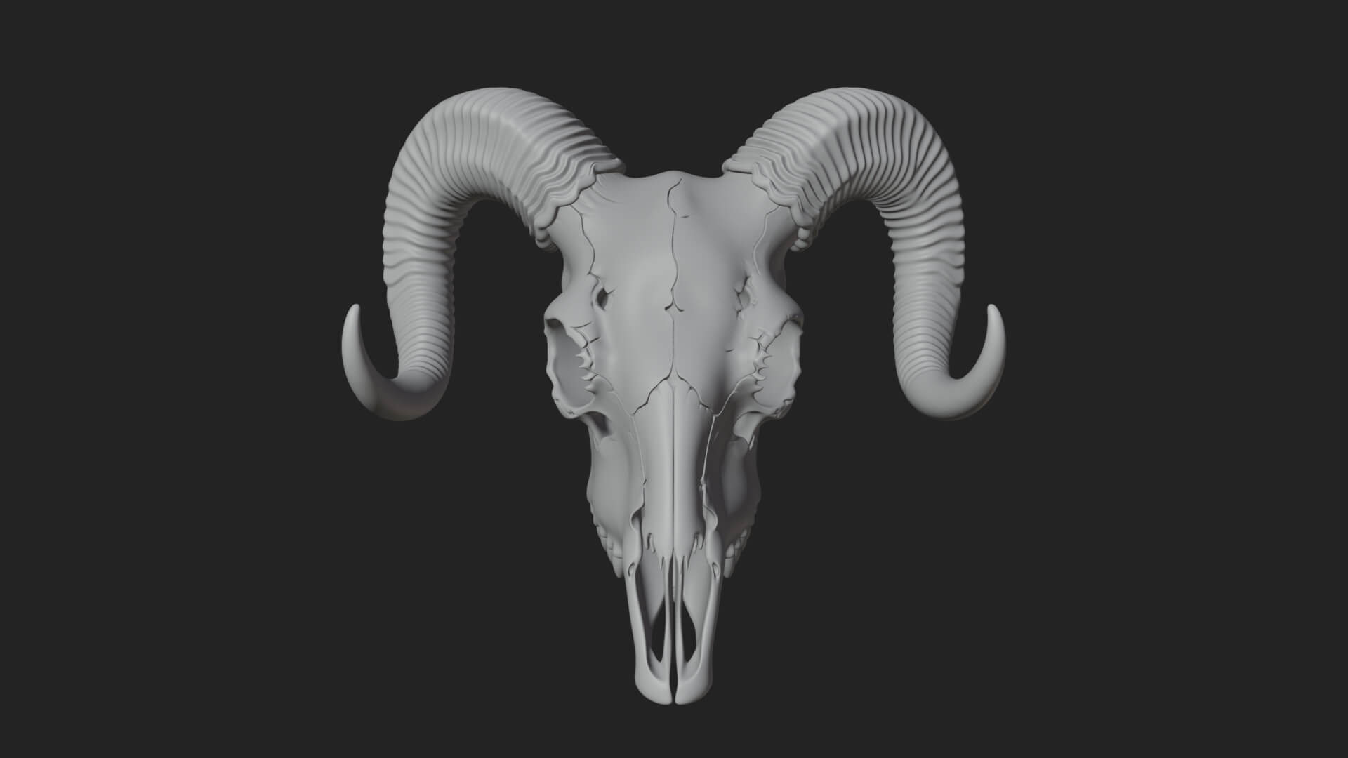 Ram Skull Wall Mount Design 12 3D Print Model 3D Model