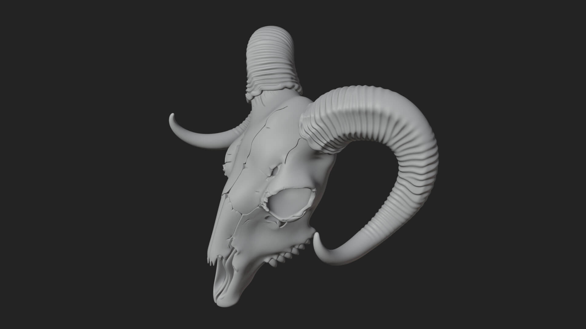 Ram Skull Wall Mount Design 12 3D Print Model 3D Model
