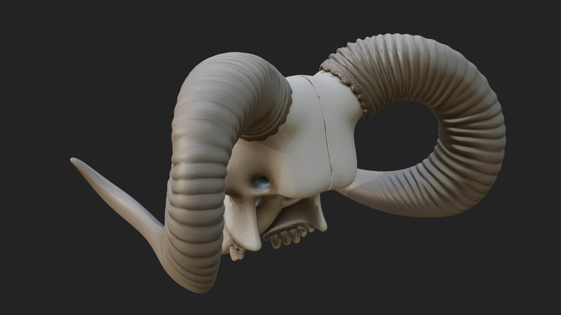 Ram Skull Wall Mount Design 9 3D Print Model 3D Model