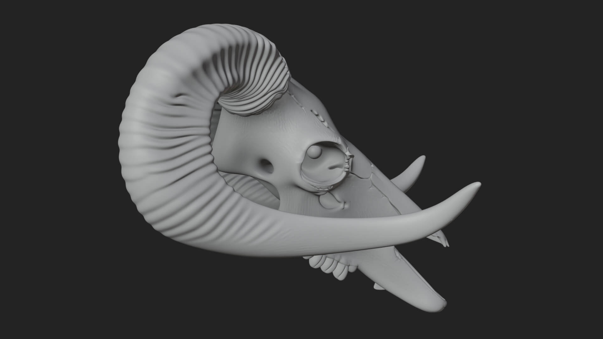 Ram Skull Wall Mount Design 9 3D Print Model 3D Model