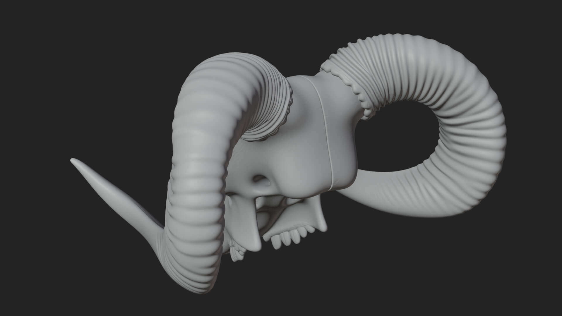 Ram Skull Wall Mount Design 9 3D Print Model 3D Model