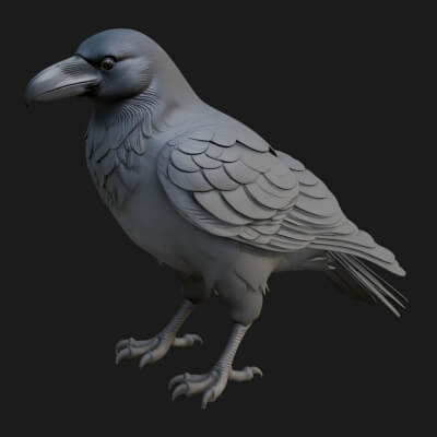 Raven Bird Statue Design 1 3D Print Model