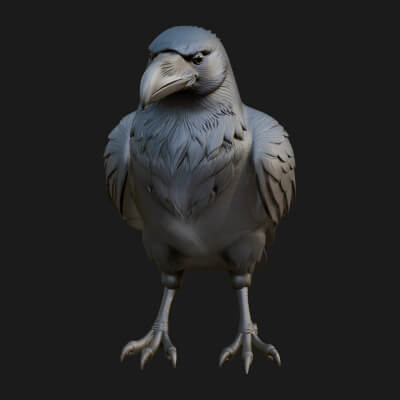 Raven Bird Statue Design 2 3D Print Model