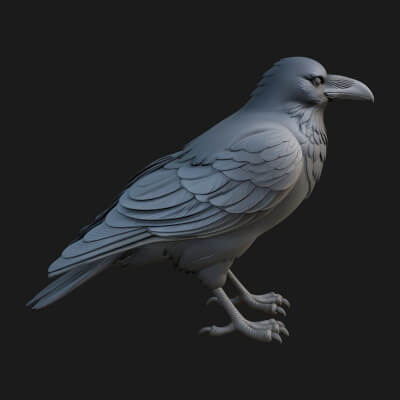 Raven Bird Statue Design 3 3D Print Model