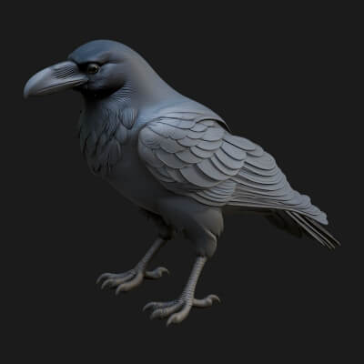 Raven Bird Statue Design 6 3D Print Model