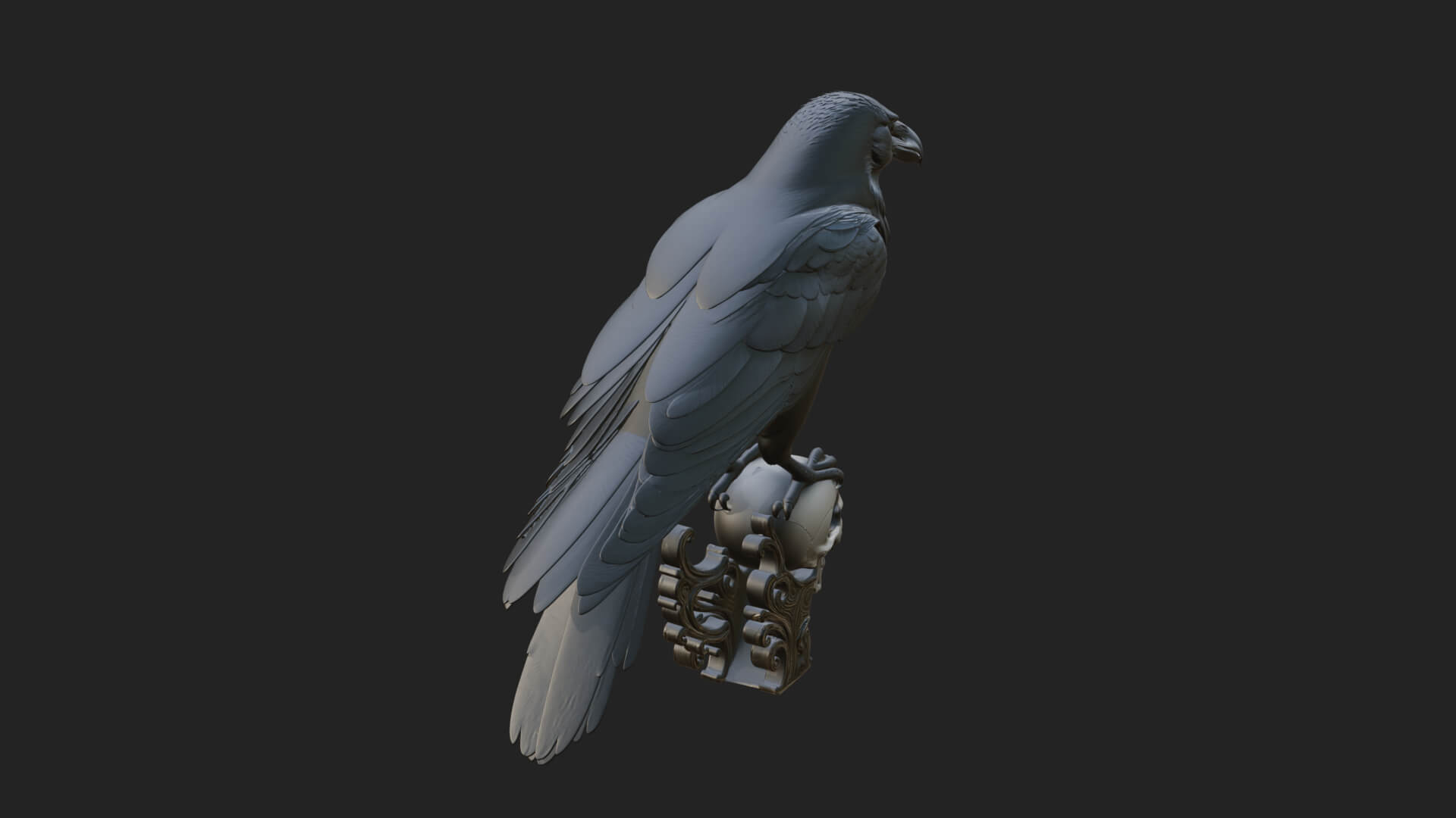 Raven on Skull Statue Design 1 3D Print Model 3D Model